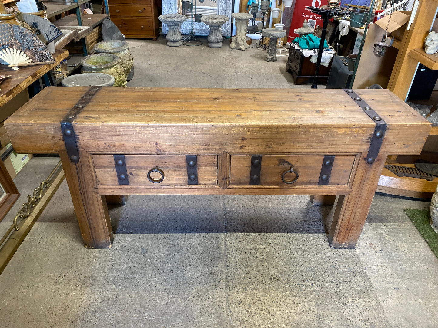 Vintage style rustic 'Butcher's block' wooden unit