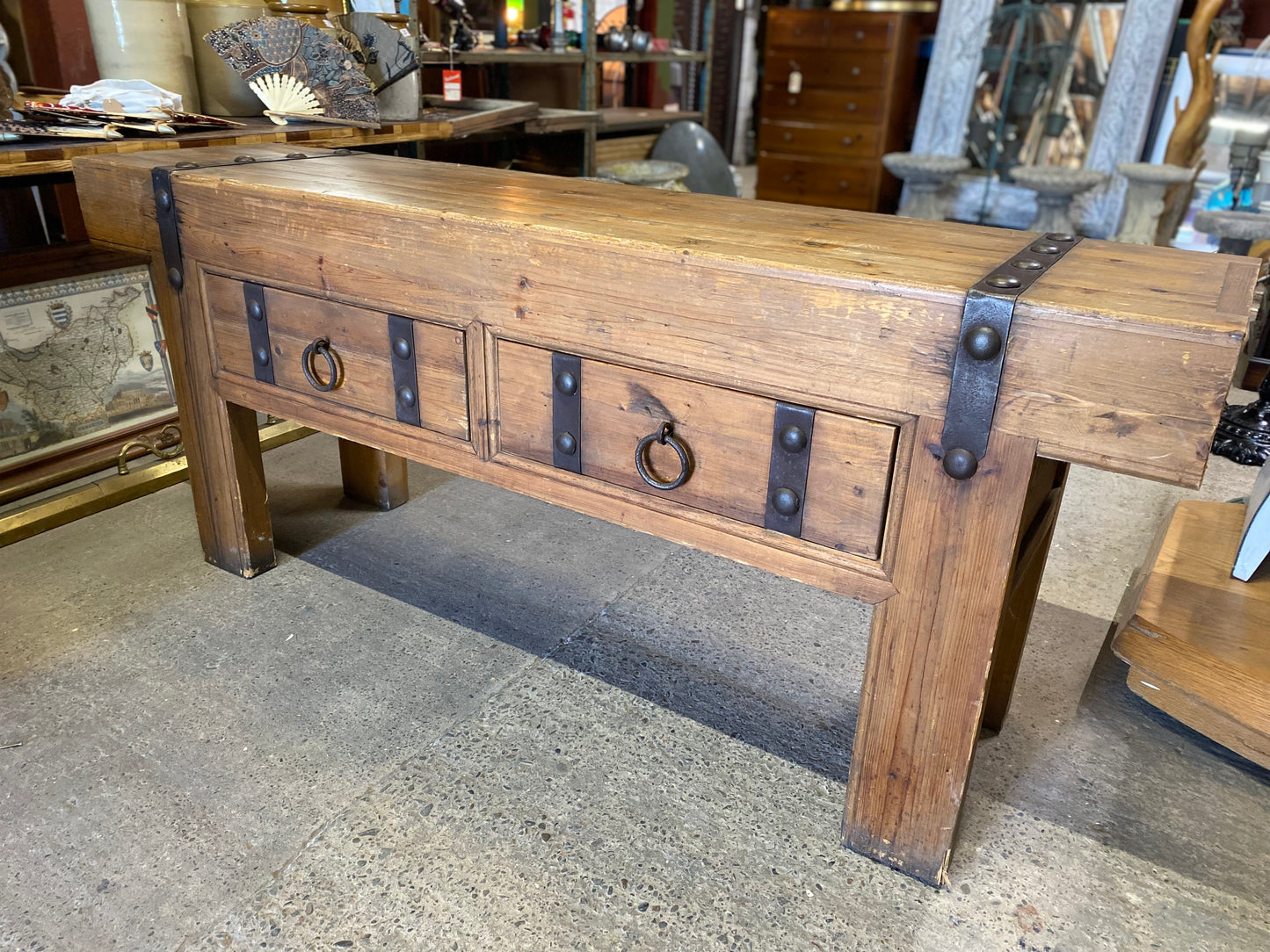 Vintage style rustic 'Butcher's block' wooden unit