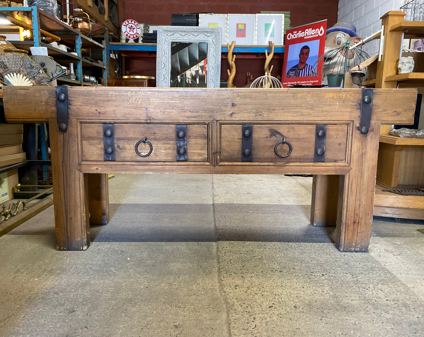 Vintage style rustic 'Butcher's block' wooden unit