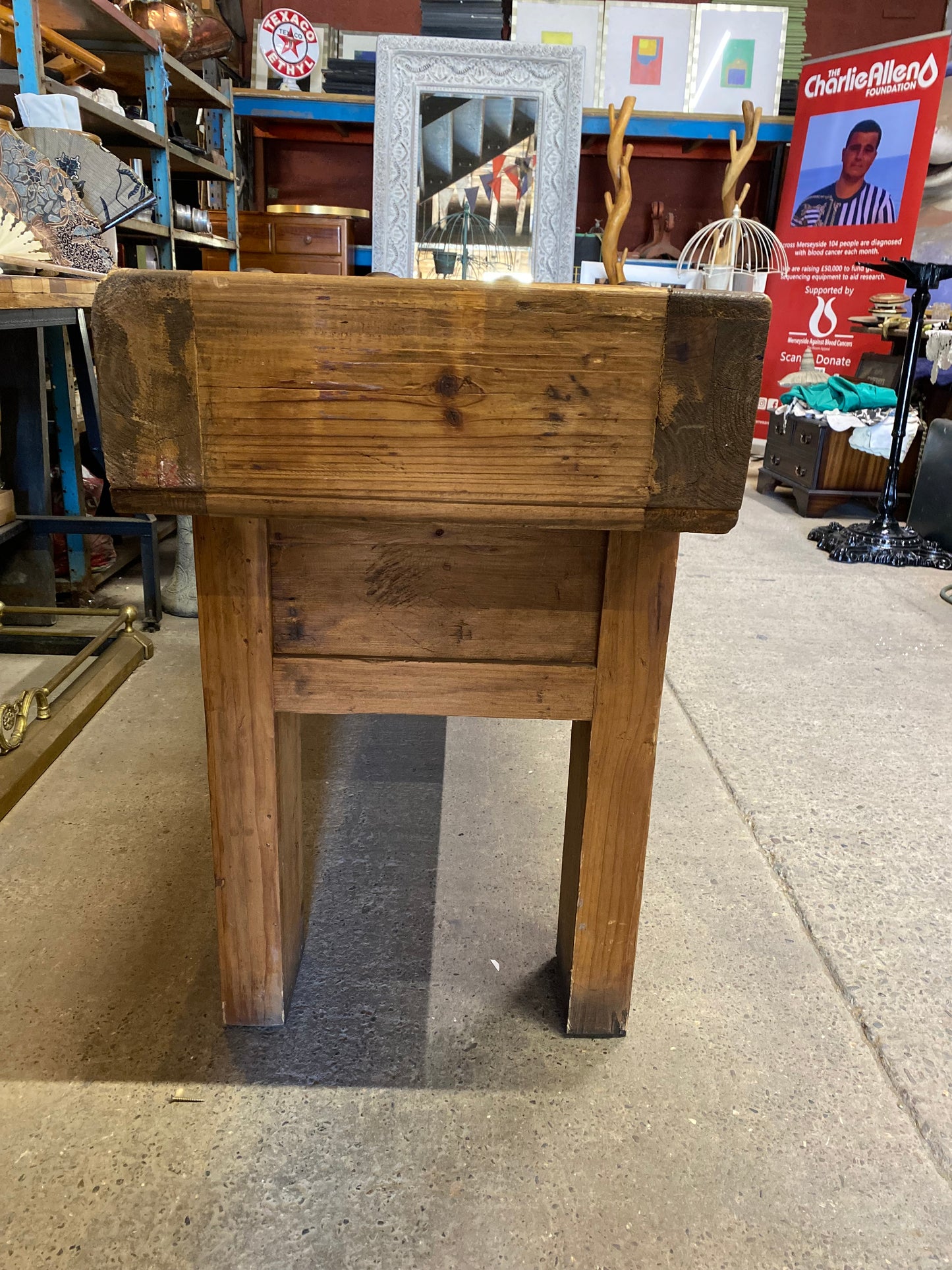 Vintage style rustic 'Butcher's block' wooden unit