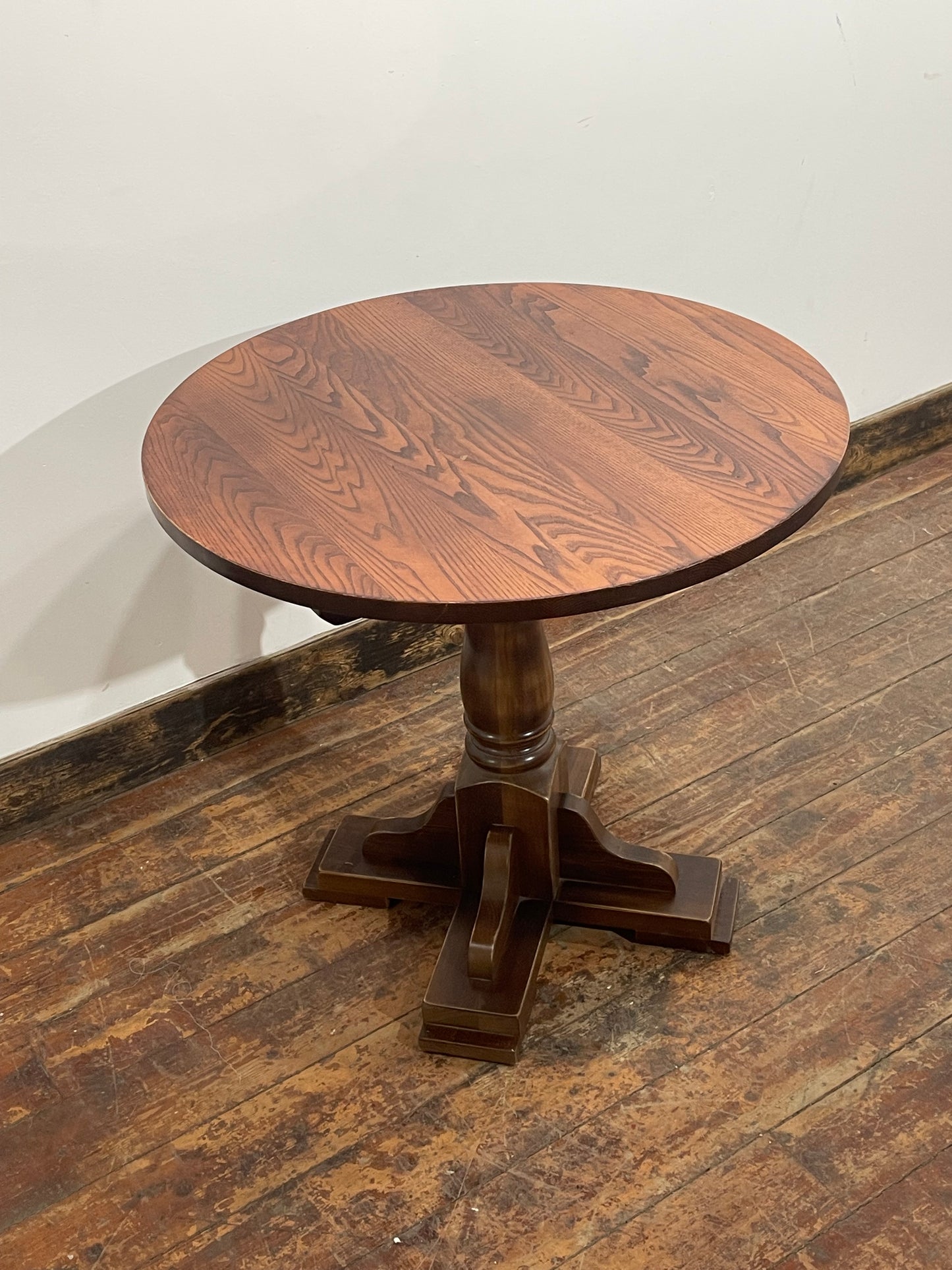 Traditional Round Wooden Pedestal Dining Table | Solid Wood Bistro Kitchen Pub Table