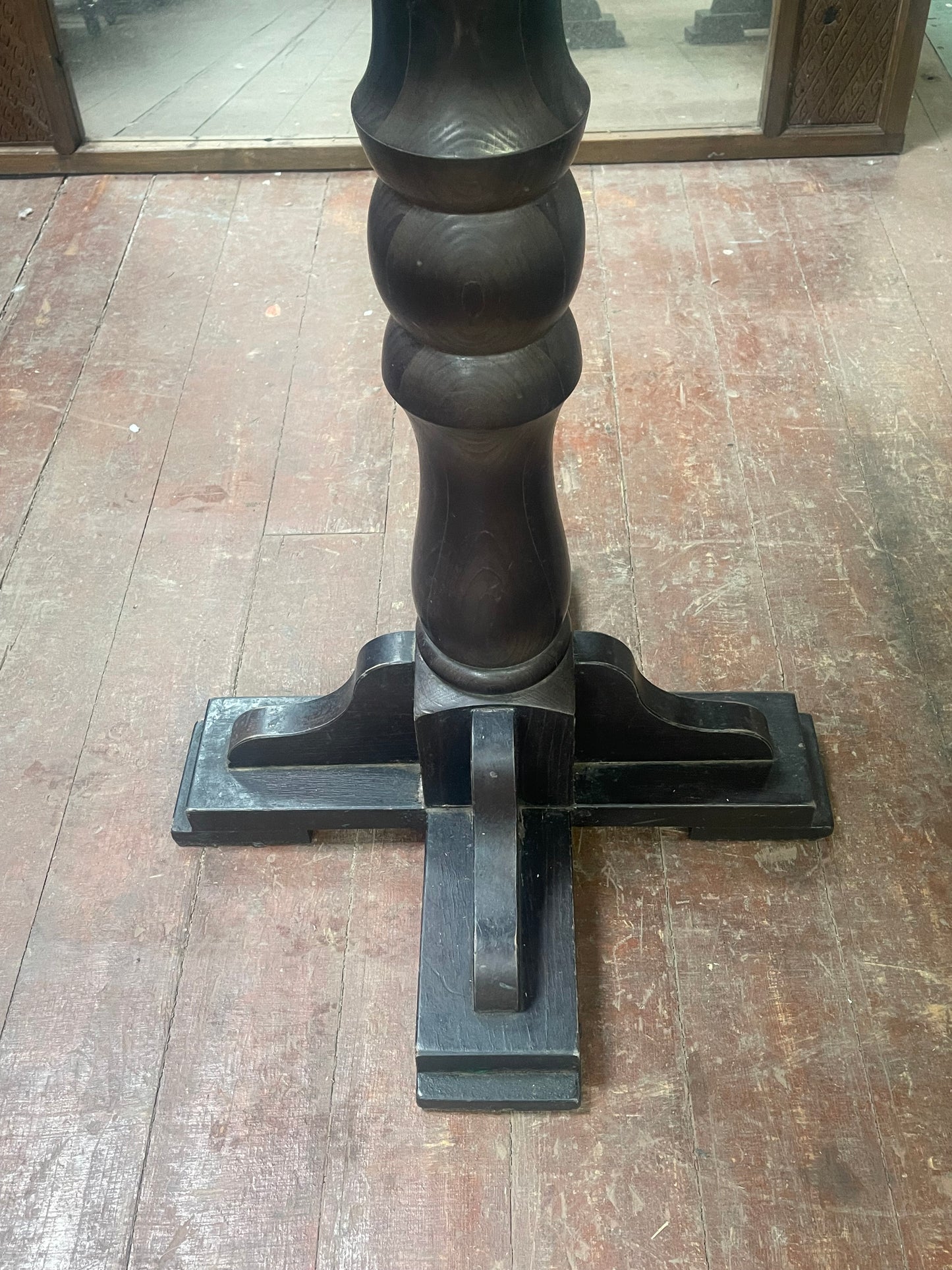 Trio of Rustic Solid Wood High Bar Tables | Dark Pedestal Base | Pub, Restaurant, Café