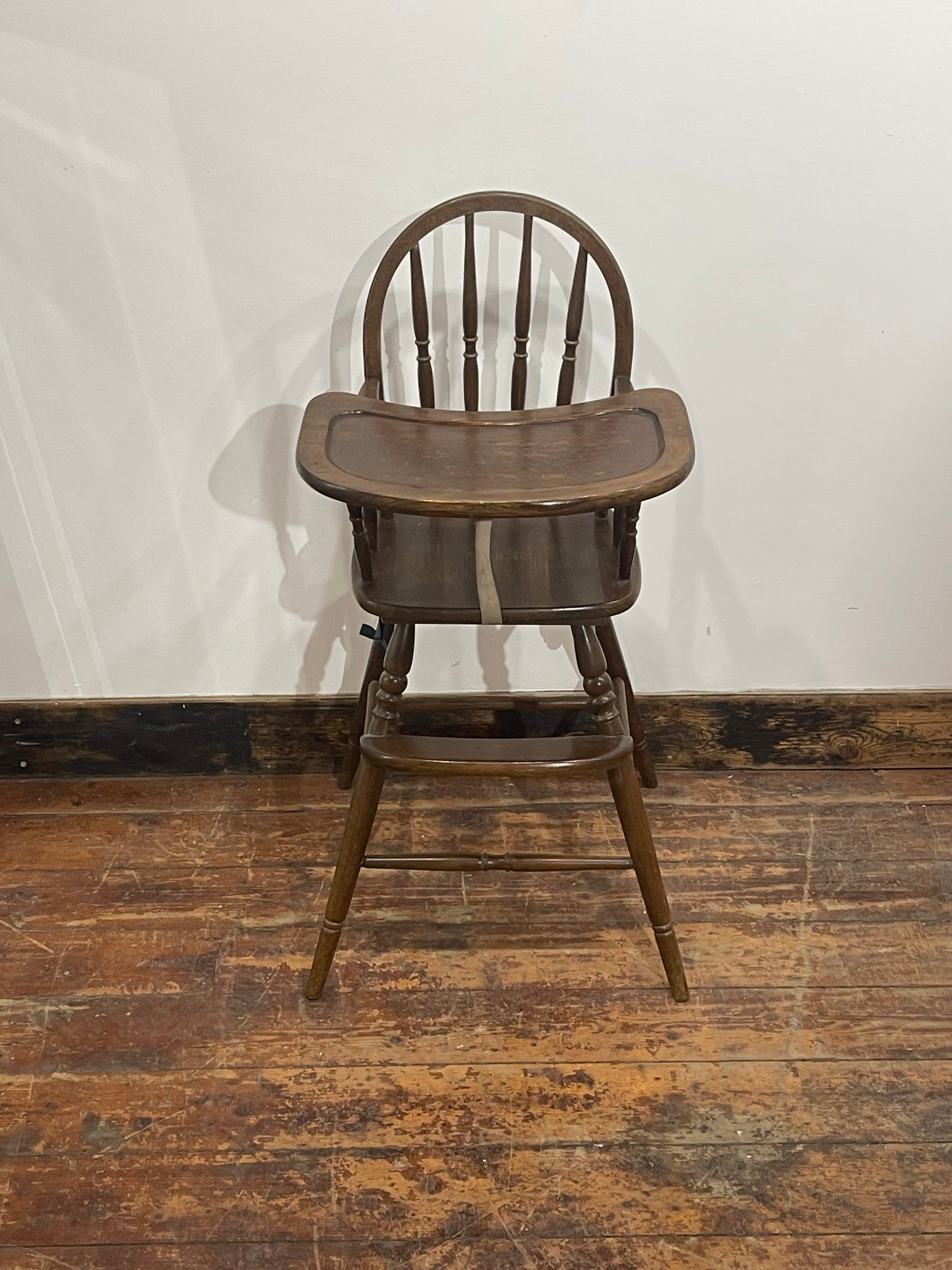 Vintage Solid Wood High Chair | Traditional Wooden Baby Chair with Tray