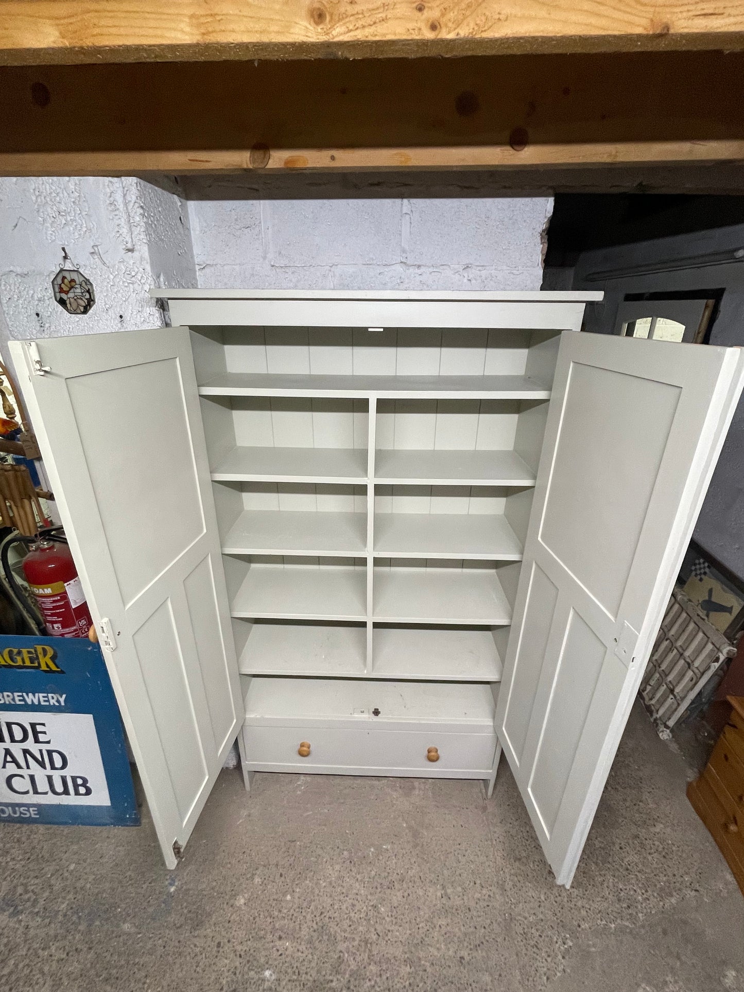 Painted Farmhouse Linen Cupboard Wardrobe Storage Cabinet Shelving & Drawer