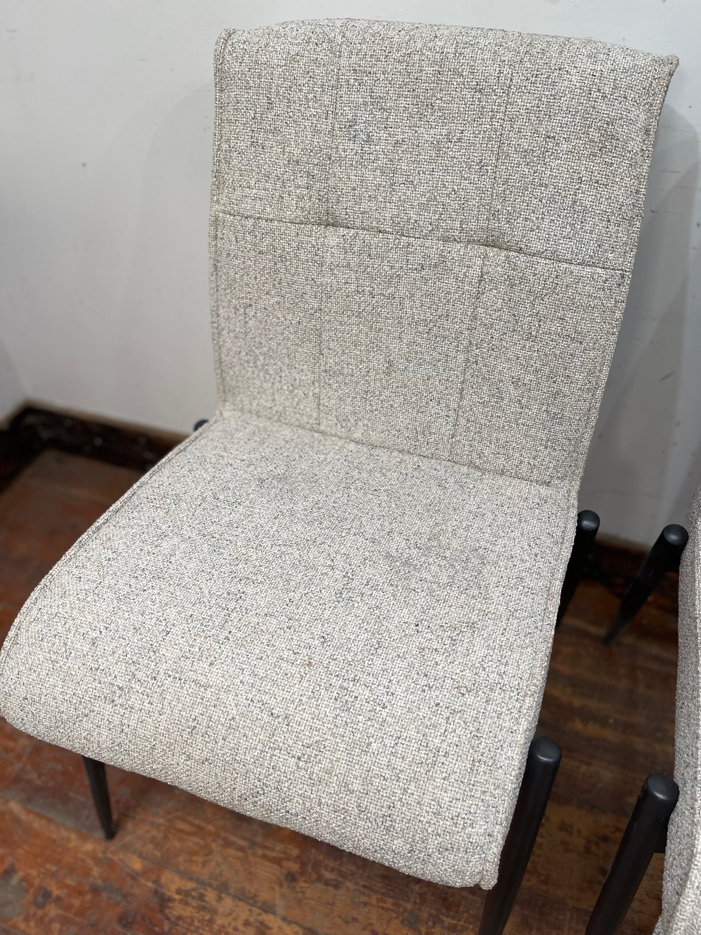 Pair of off-white / light grey textured fabric chairs