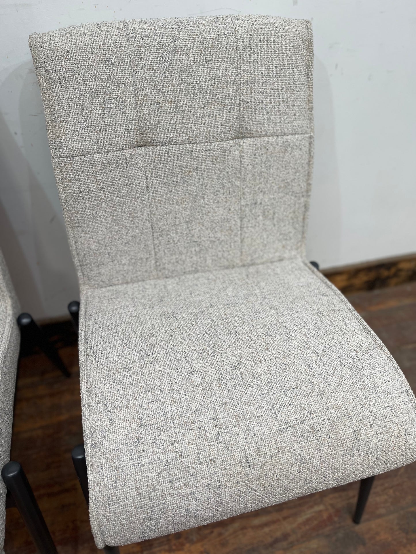 Pair of off-white / light grey textured fabric chairs