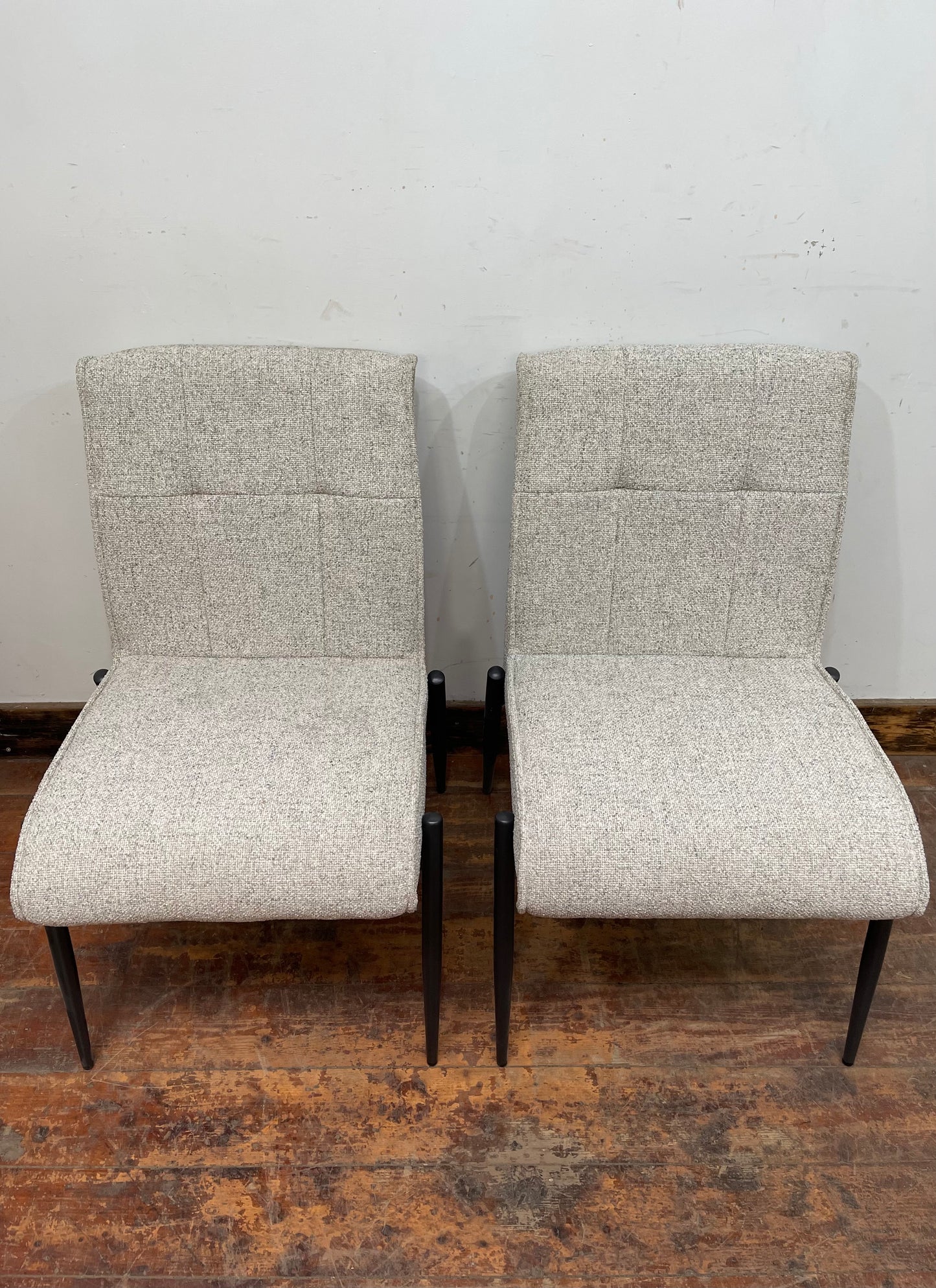 Pair of off-white / light grey textured fabric chairs