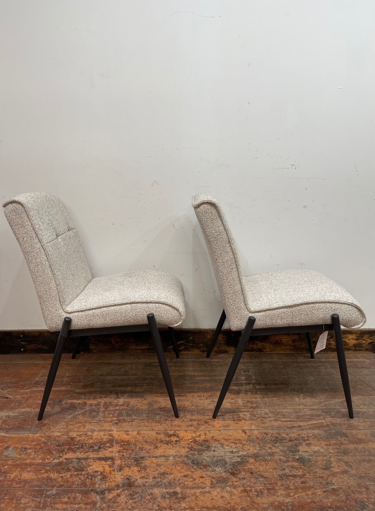 Pair of off-white / light grey textured fabric chairs