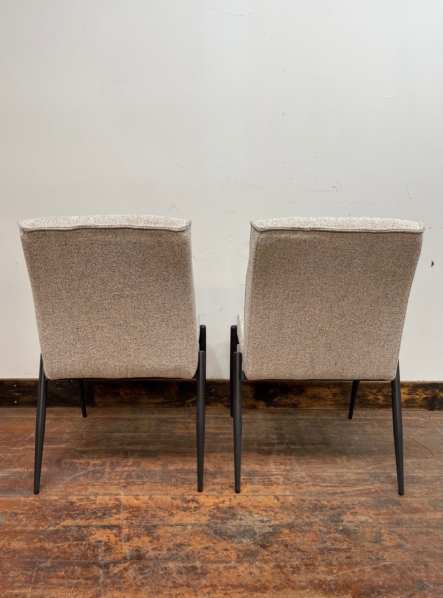 Pair of off-white / light grey textured fabric chairs