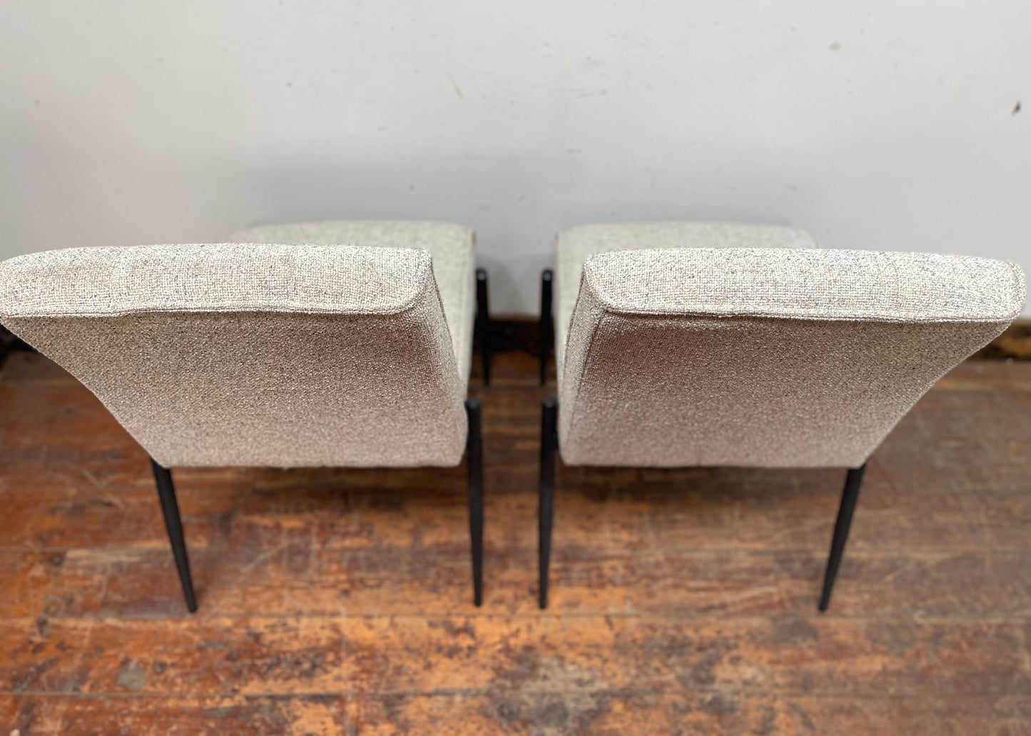 Pair of off-white / light grey textured fabric chairs