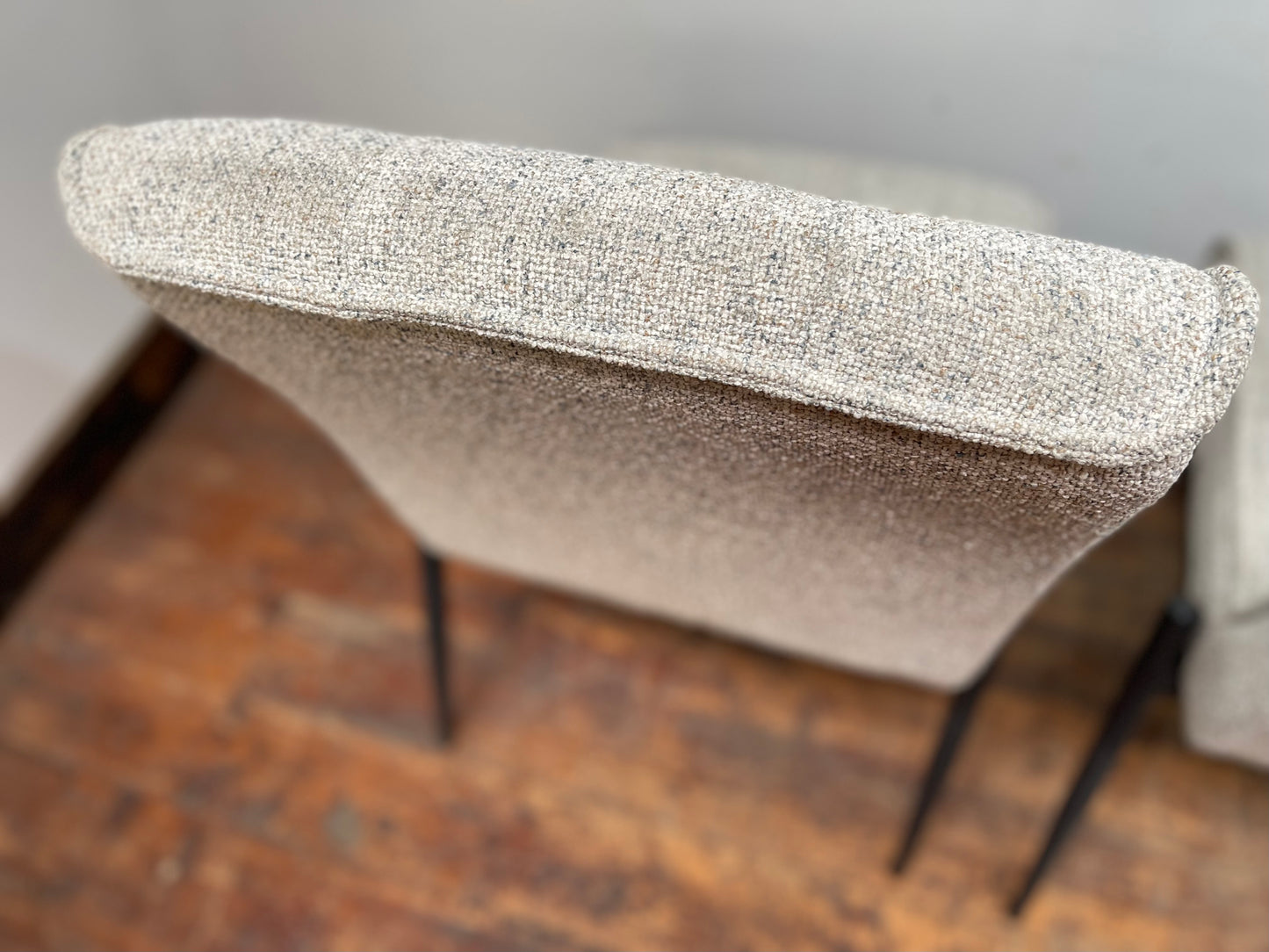 Pair of off-white / light grey textured fabric chairs