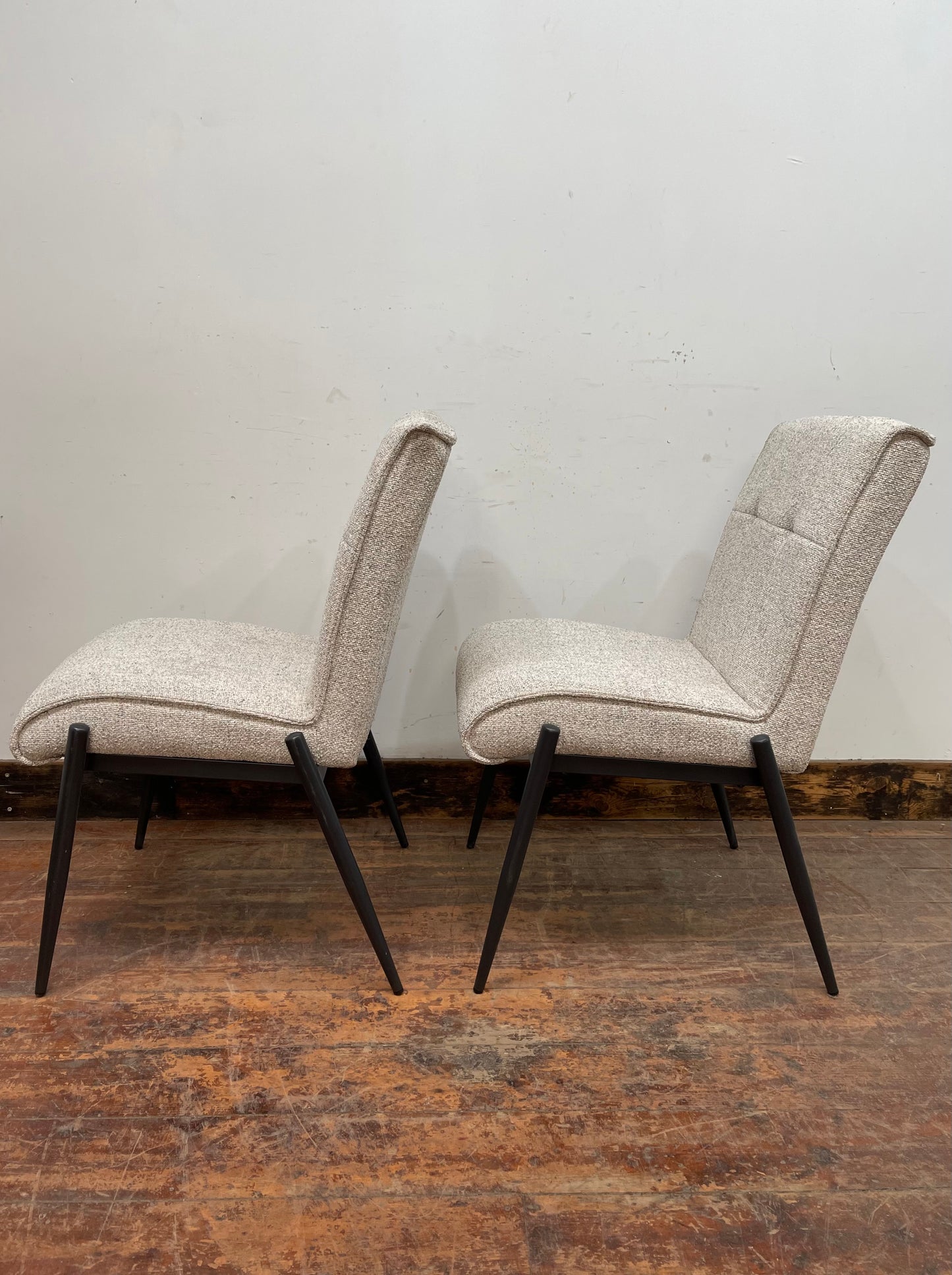 Pair of off-white / light grey textured fabric chairs