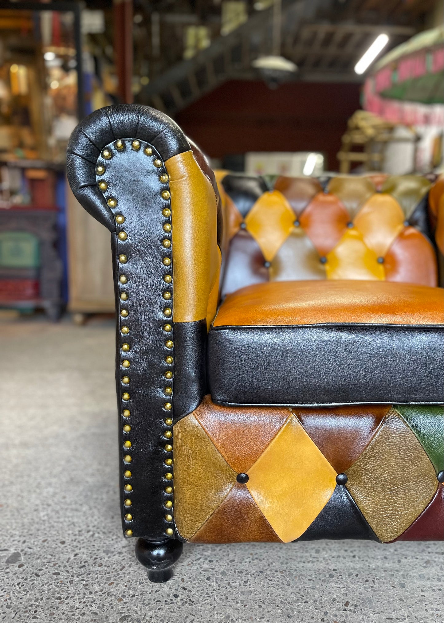 Stunning patchwork leather armchair