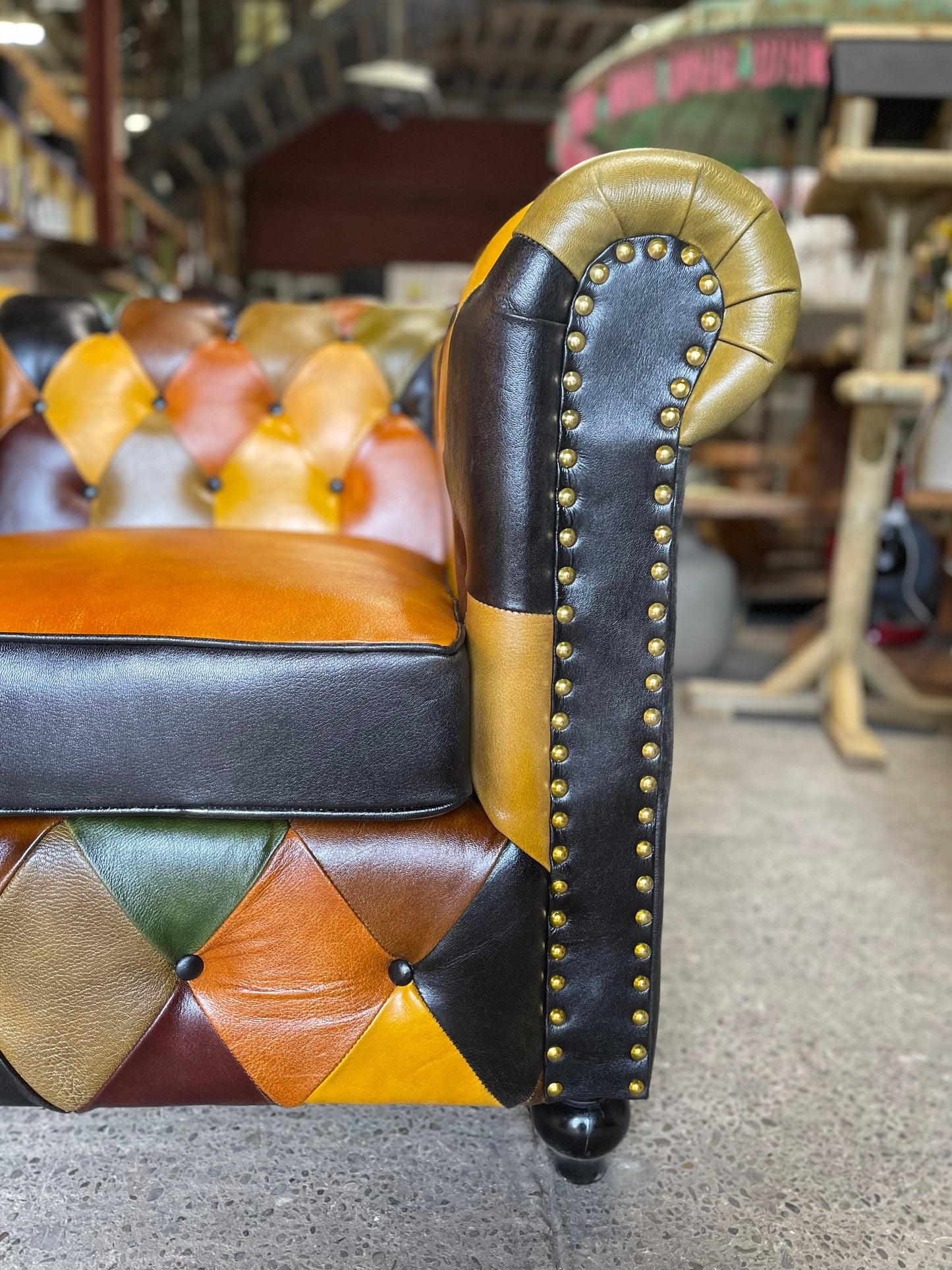 Stunning patchwork leather armchair