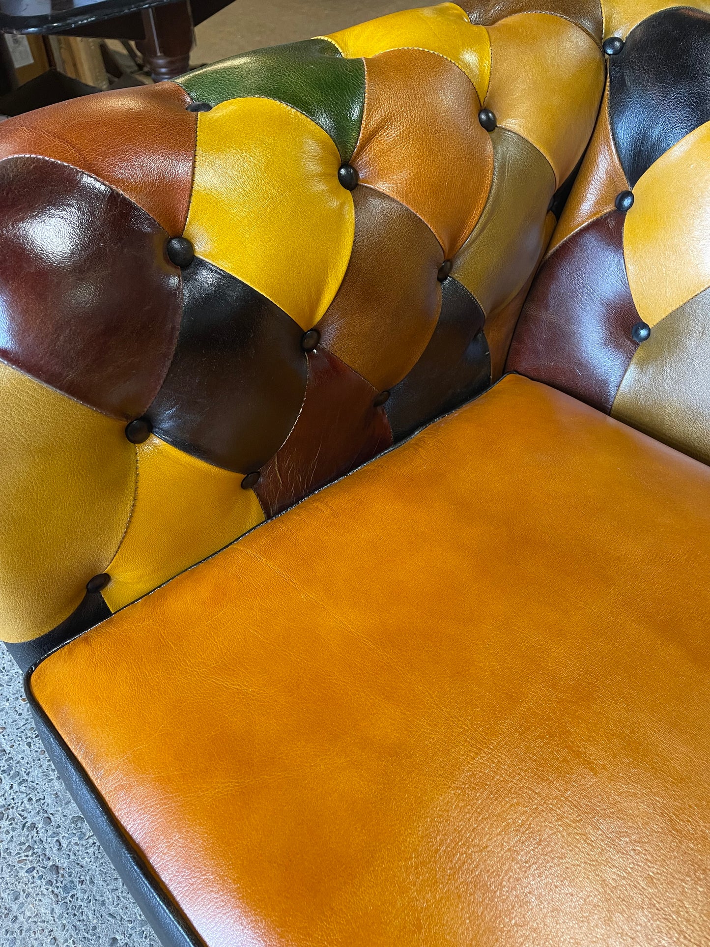 Stunning patchwork leather armchair