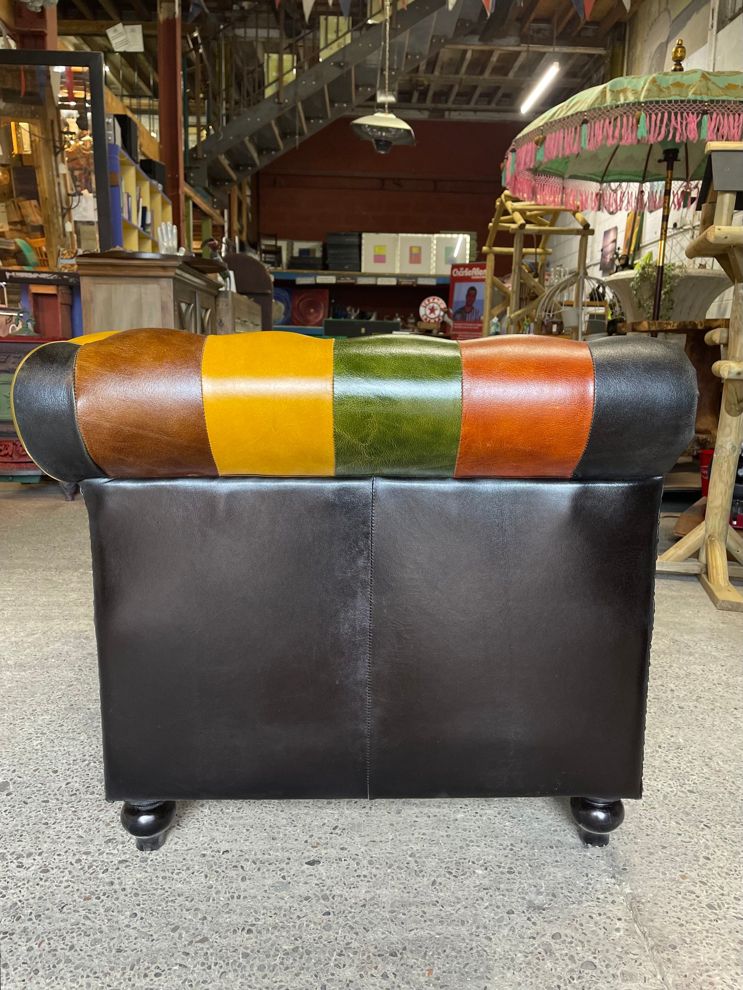 Stunning patchwork leather armchair