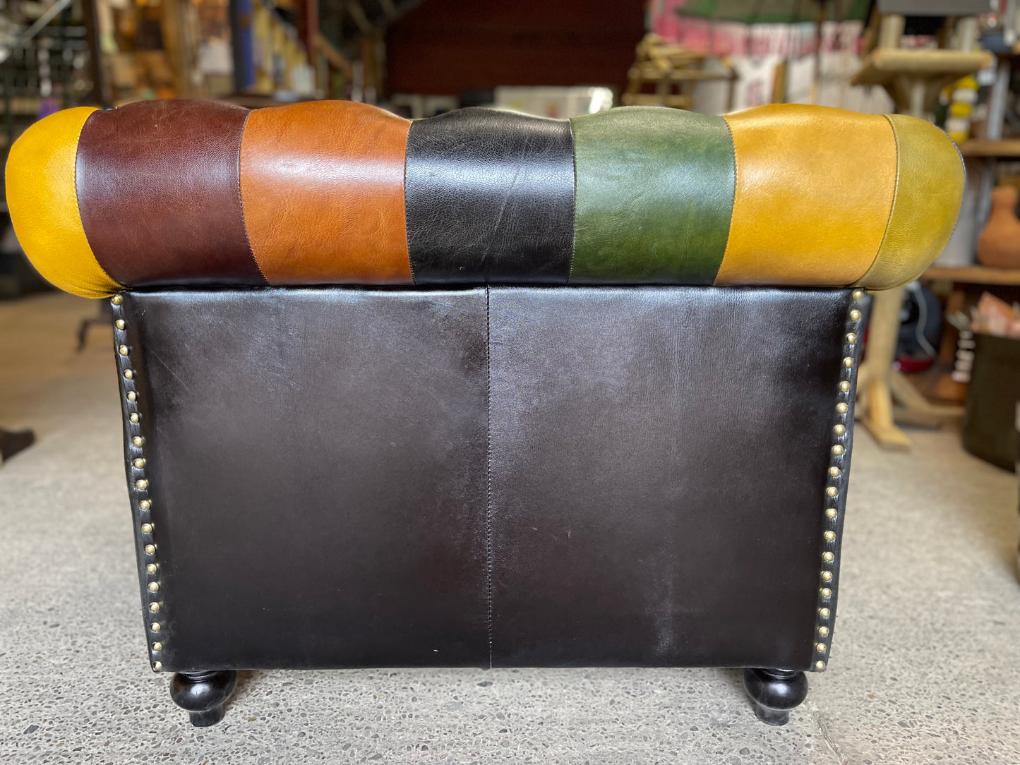 Stunning patchwork leather armchair