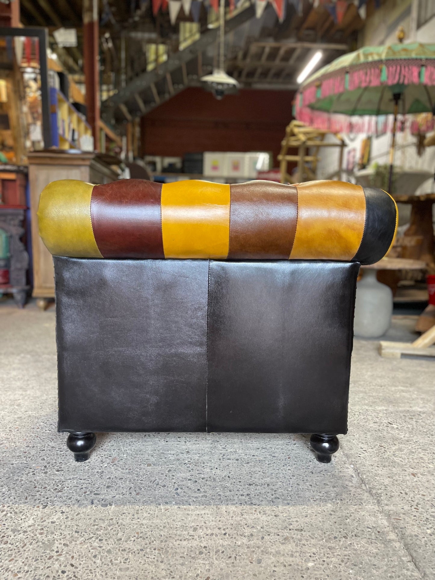 Stunning patchwork leather armchair