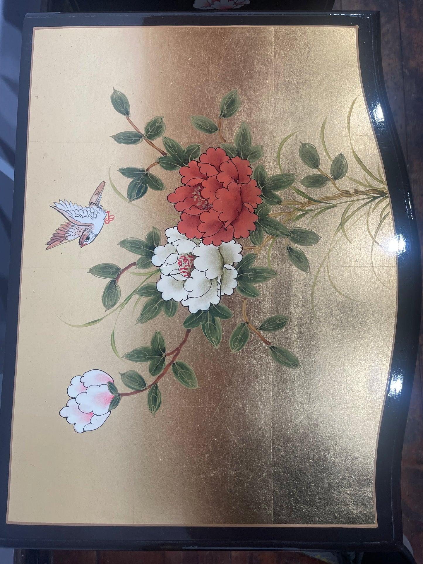 Pair of Vintage Hand Painted Oriental Bedside Cabinets / Nightstands