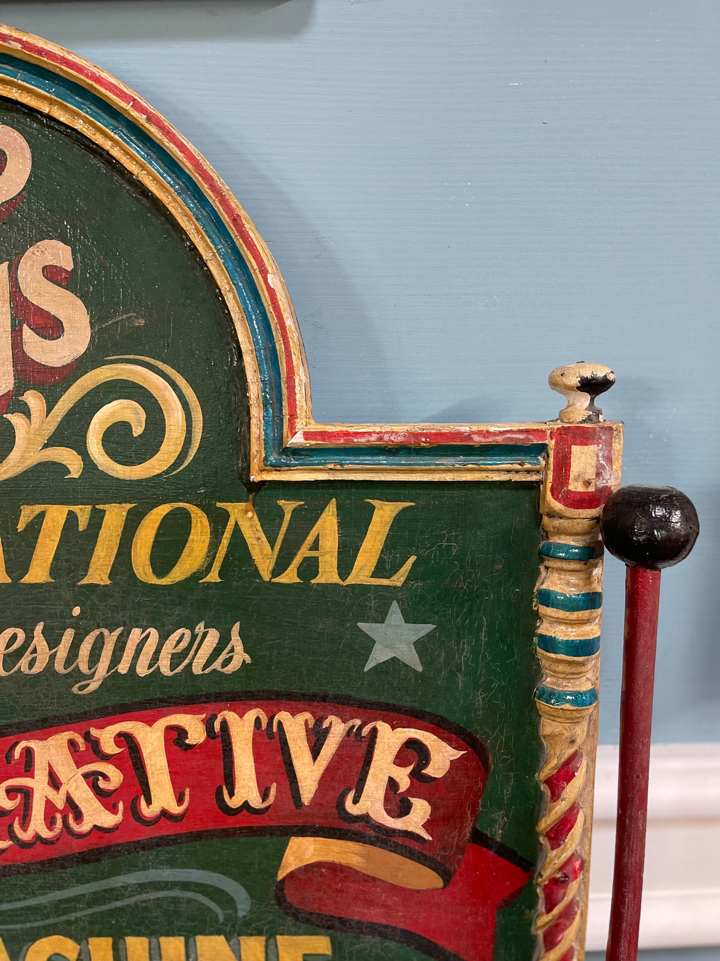Hand painted funfair circus Mermaid sculpture with vintage sign