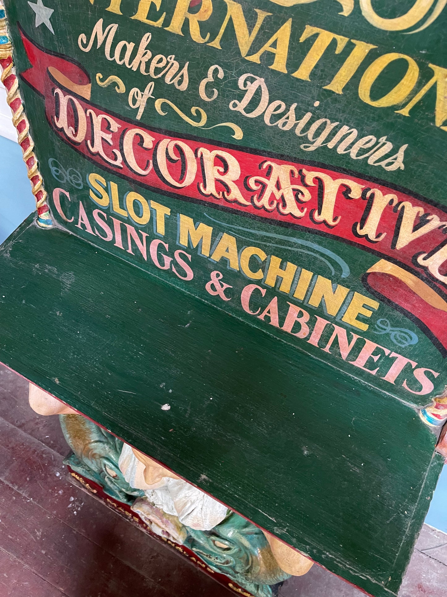 Hand painted funfair circus Mermaid sculpture with vintage sign