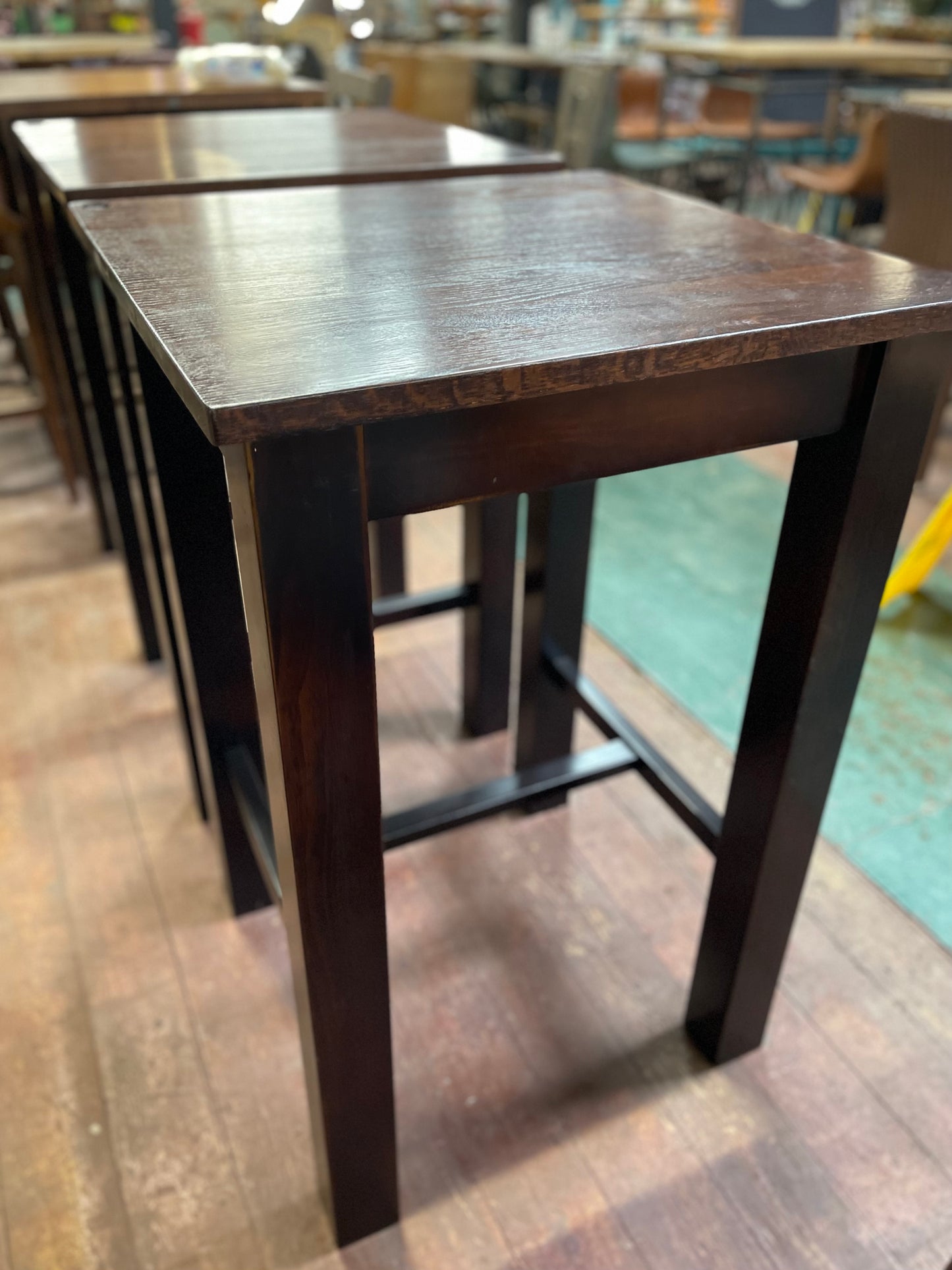 Pair of solid wood square poseur tables