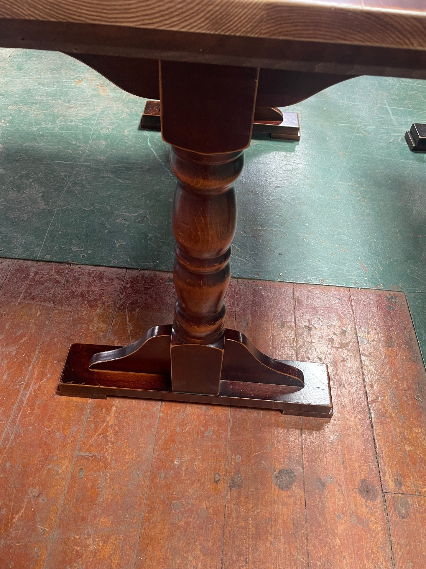 Pair of Vintage Solid Wood Pub Tables – Traditional Turned Pedestal Bases