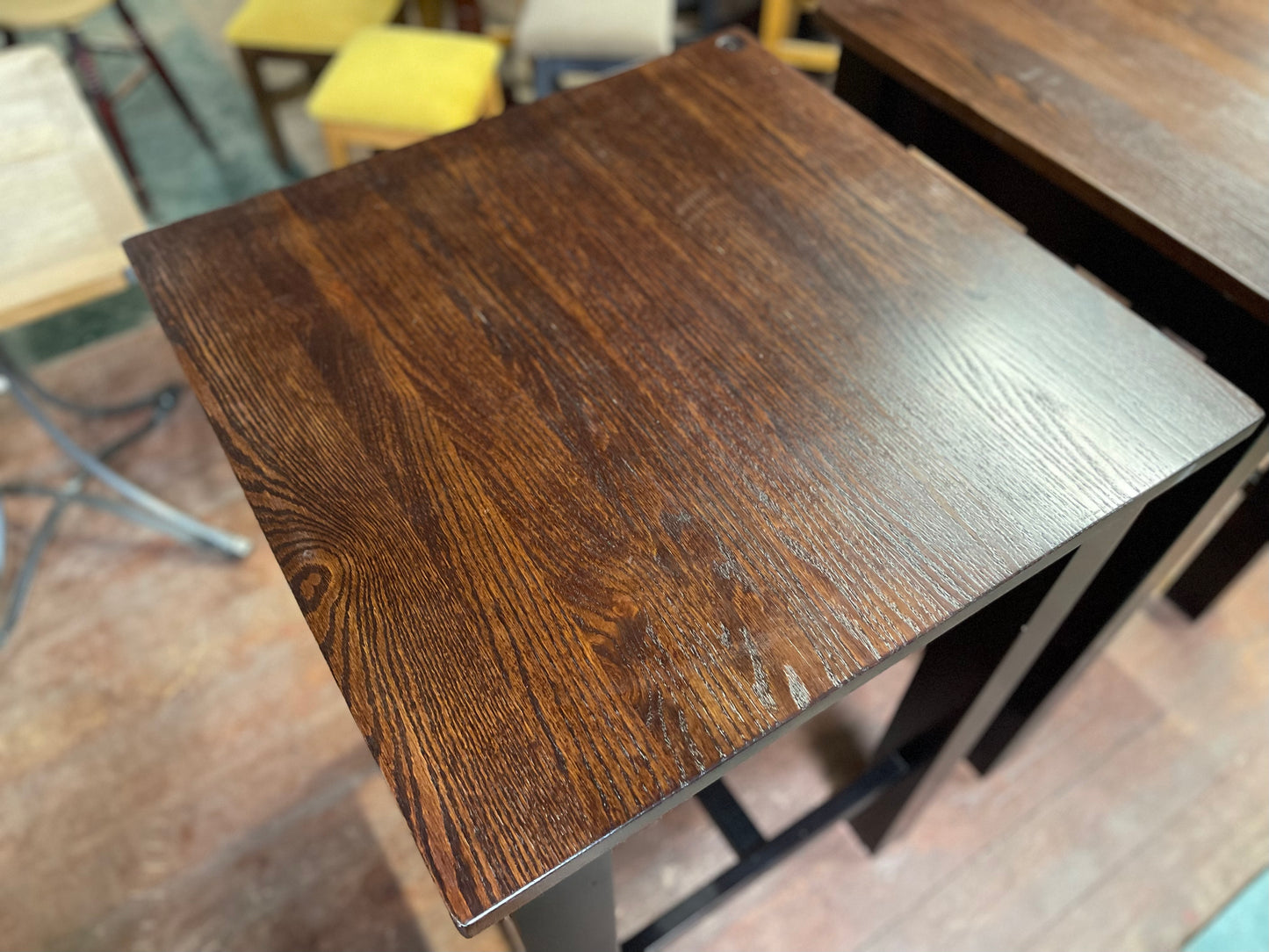 Pair of solid wood square poseur tables