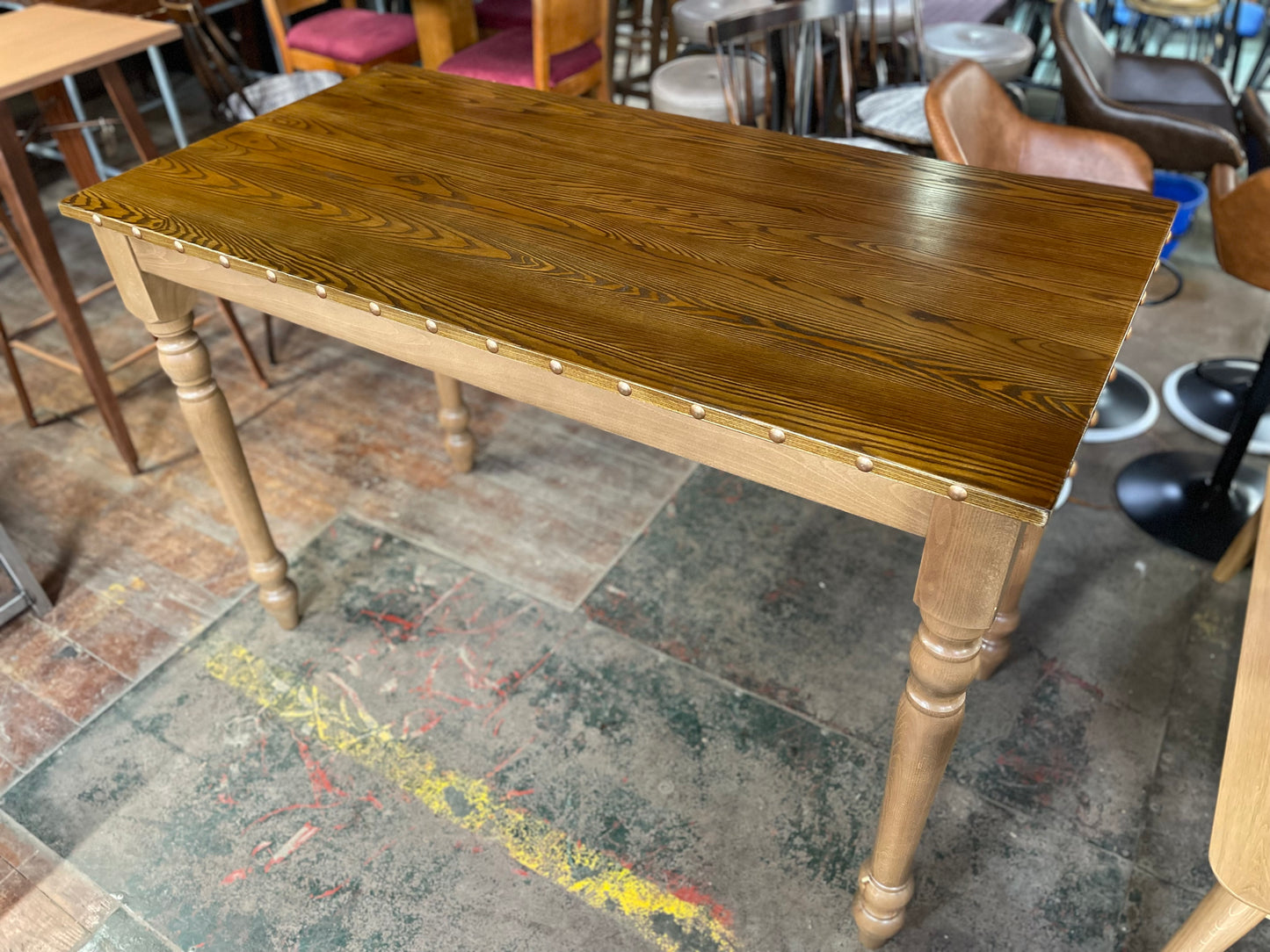 Rectangular poseur table with brass stud detail