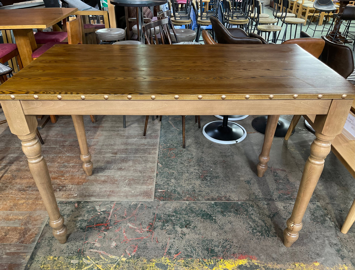 Rectangular poseur table with brass stud detail