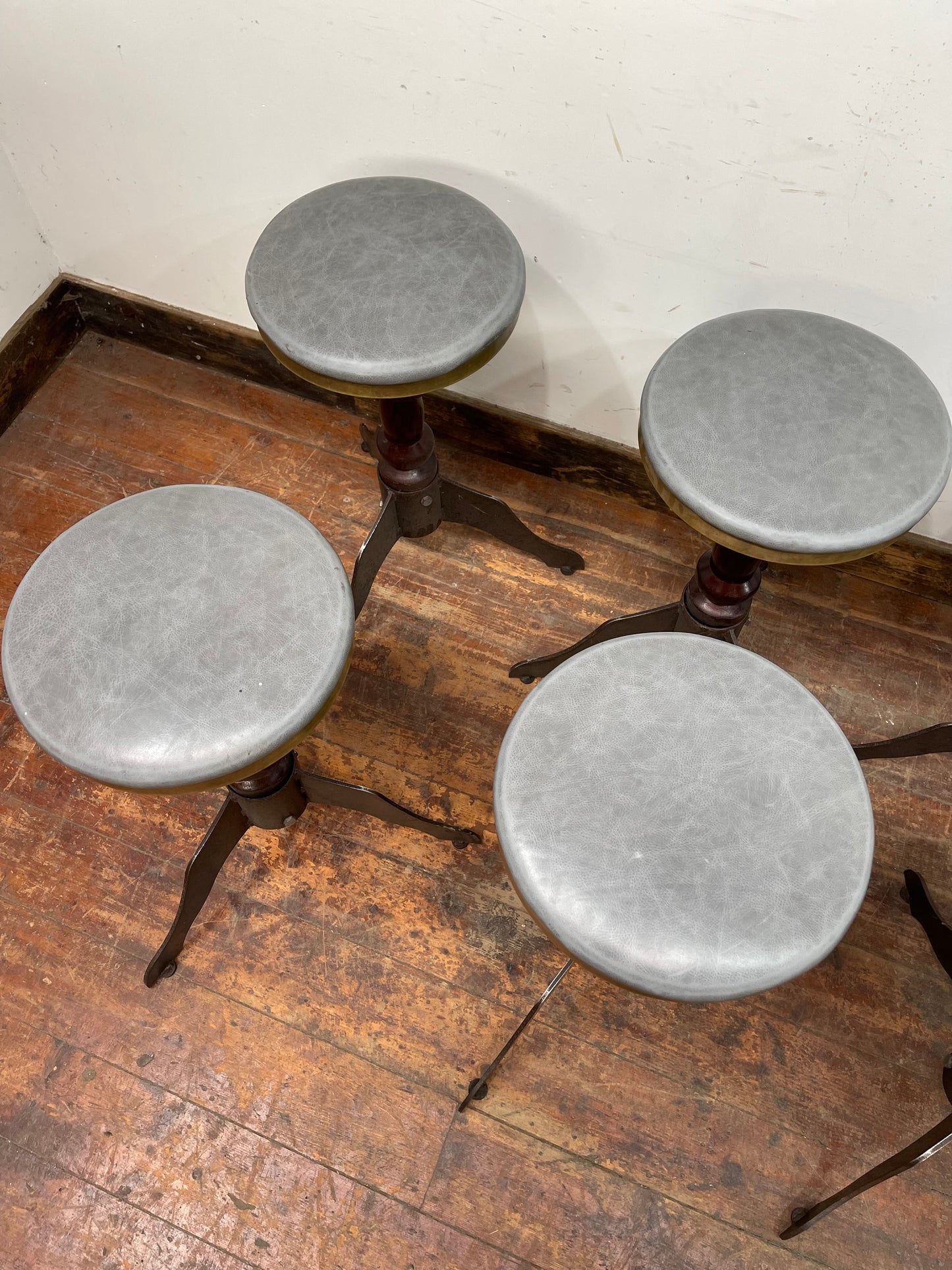 Set of 8 industrial style mid-height bar / pub stools