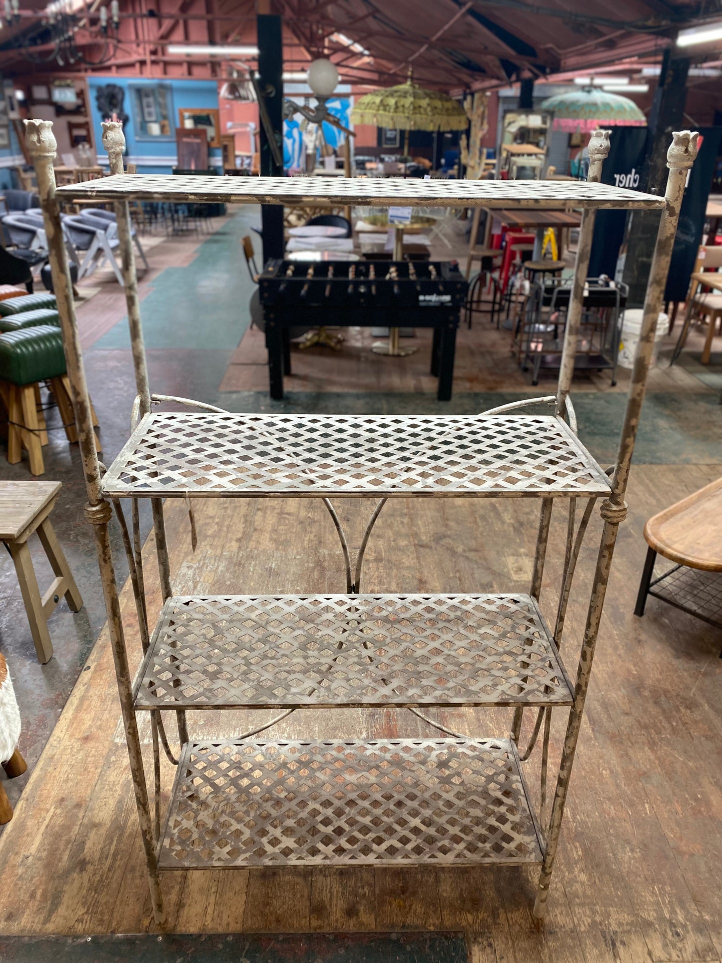 Shabby chic metal shelving unit