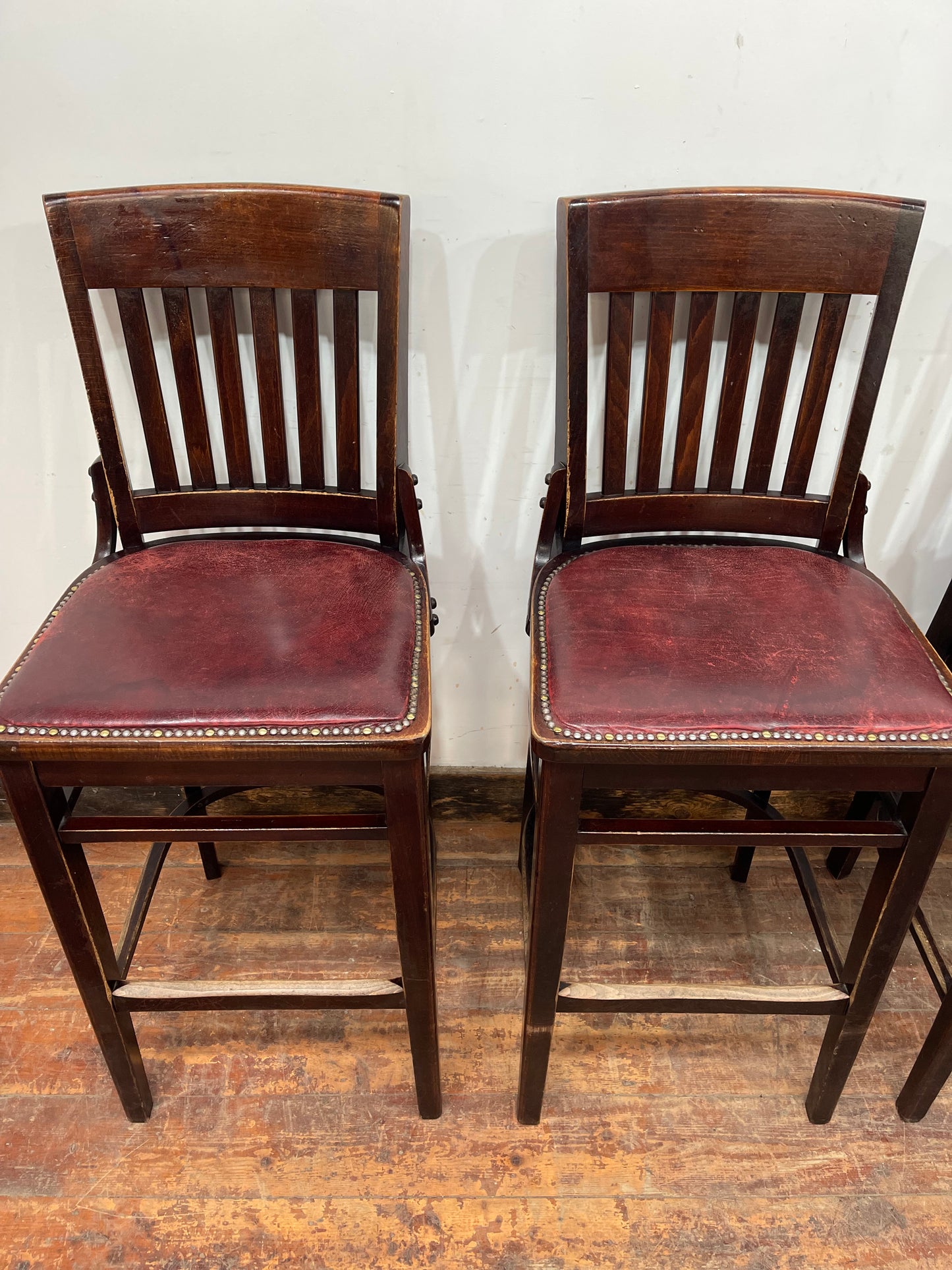 Set of 4 traditional wooden pub bar stools