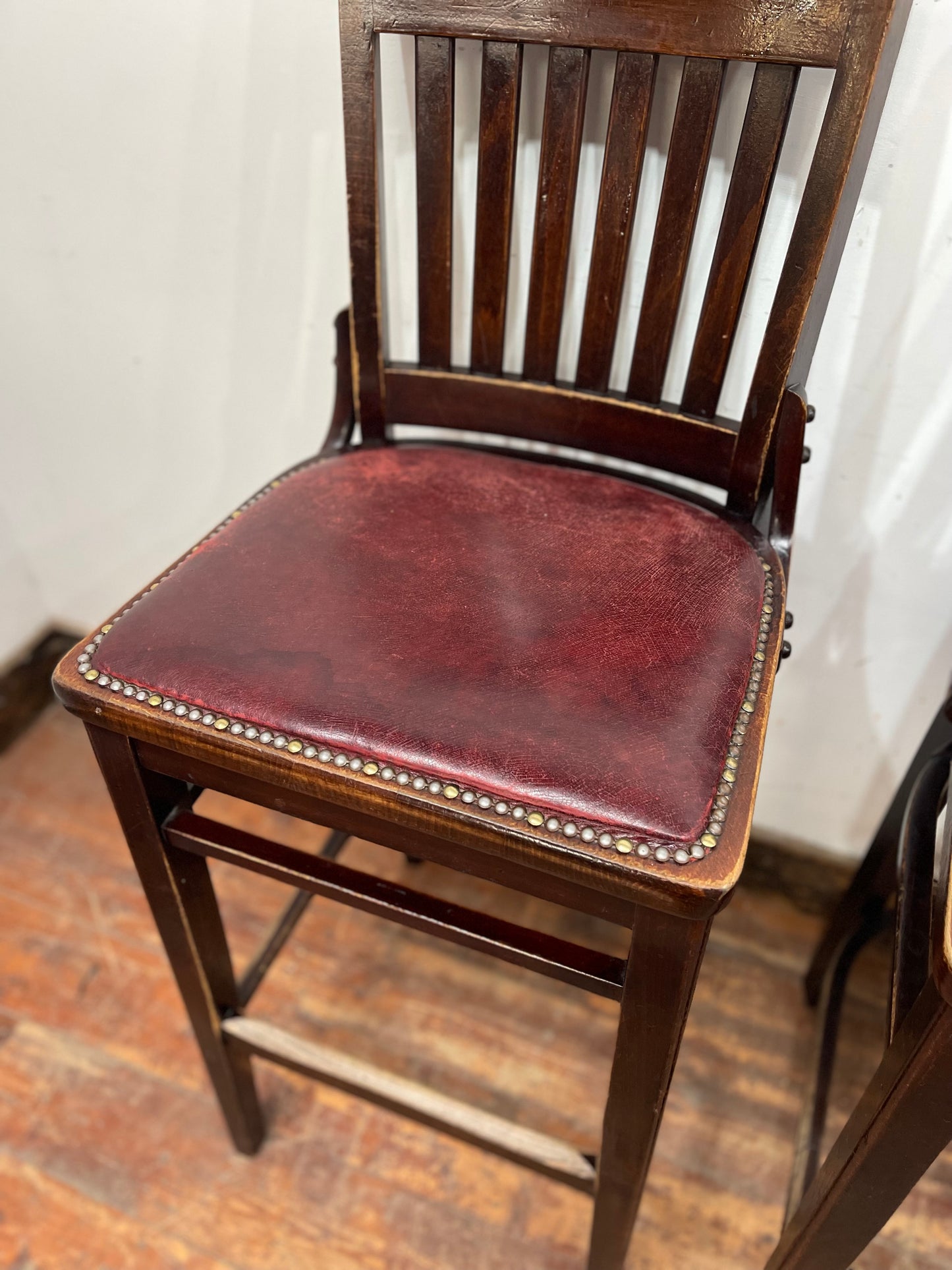 Set of 4 traditional wooden pub bar stools