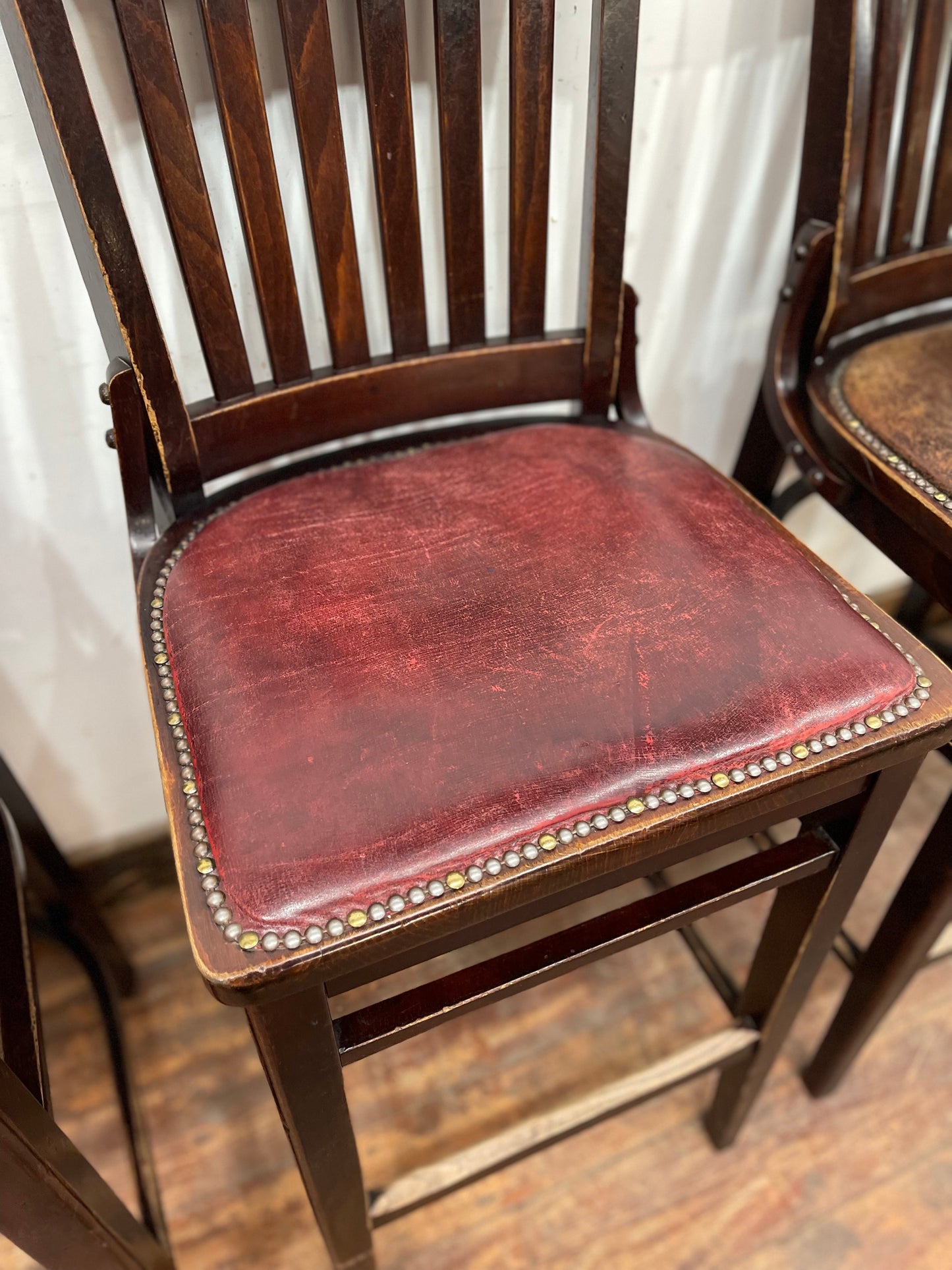Set of 4 traditional wooden pub bar stools