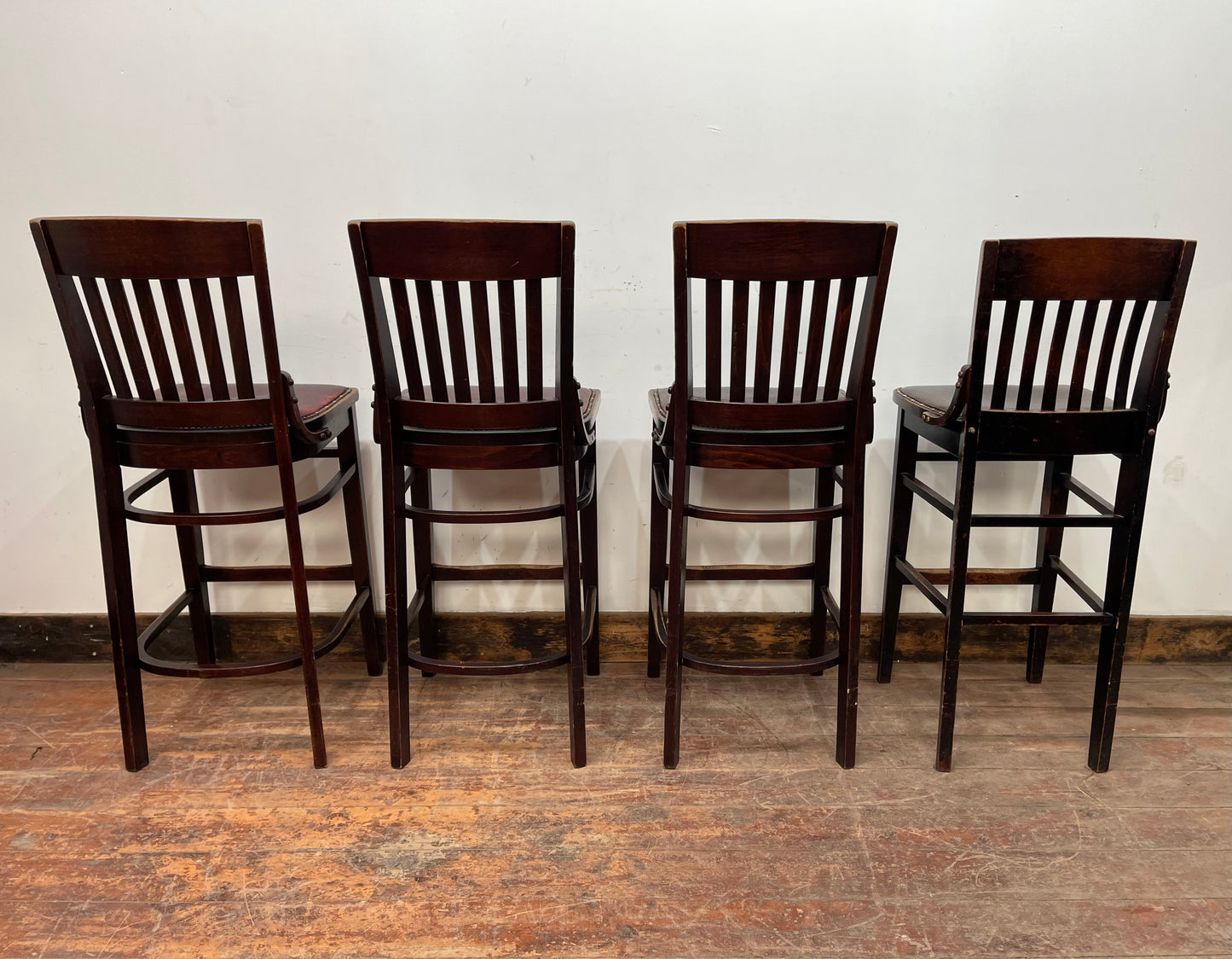 Set of 4 traditional wooden pub bar stools