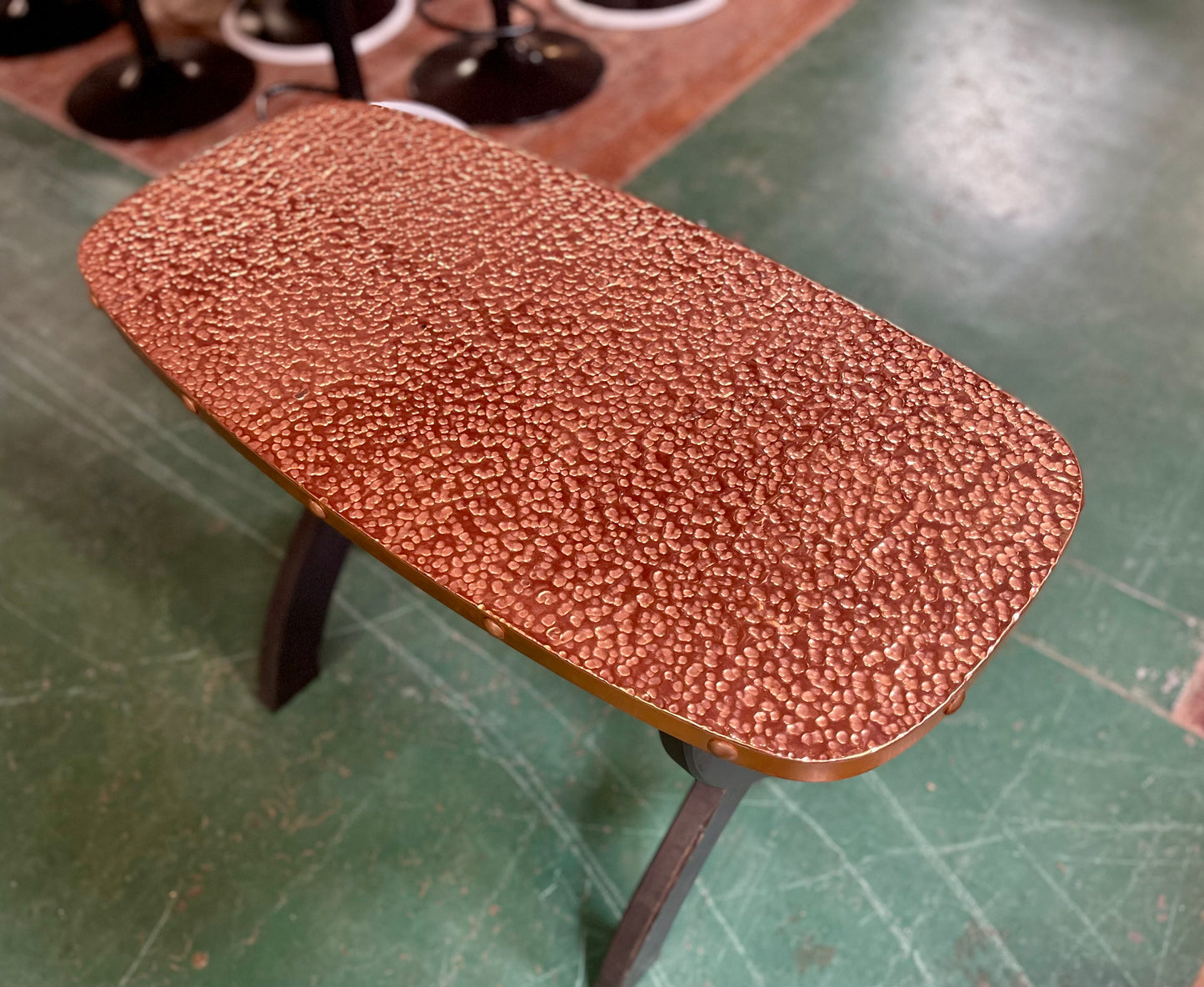 Retro / vintage style hammered copper top pub table