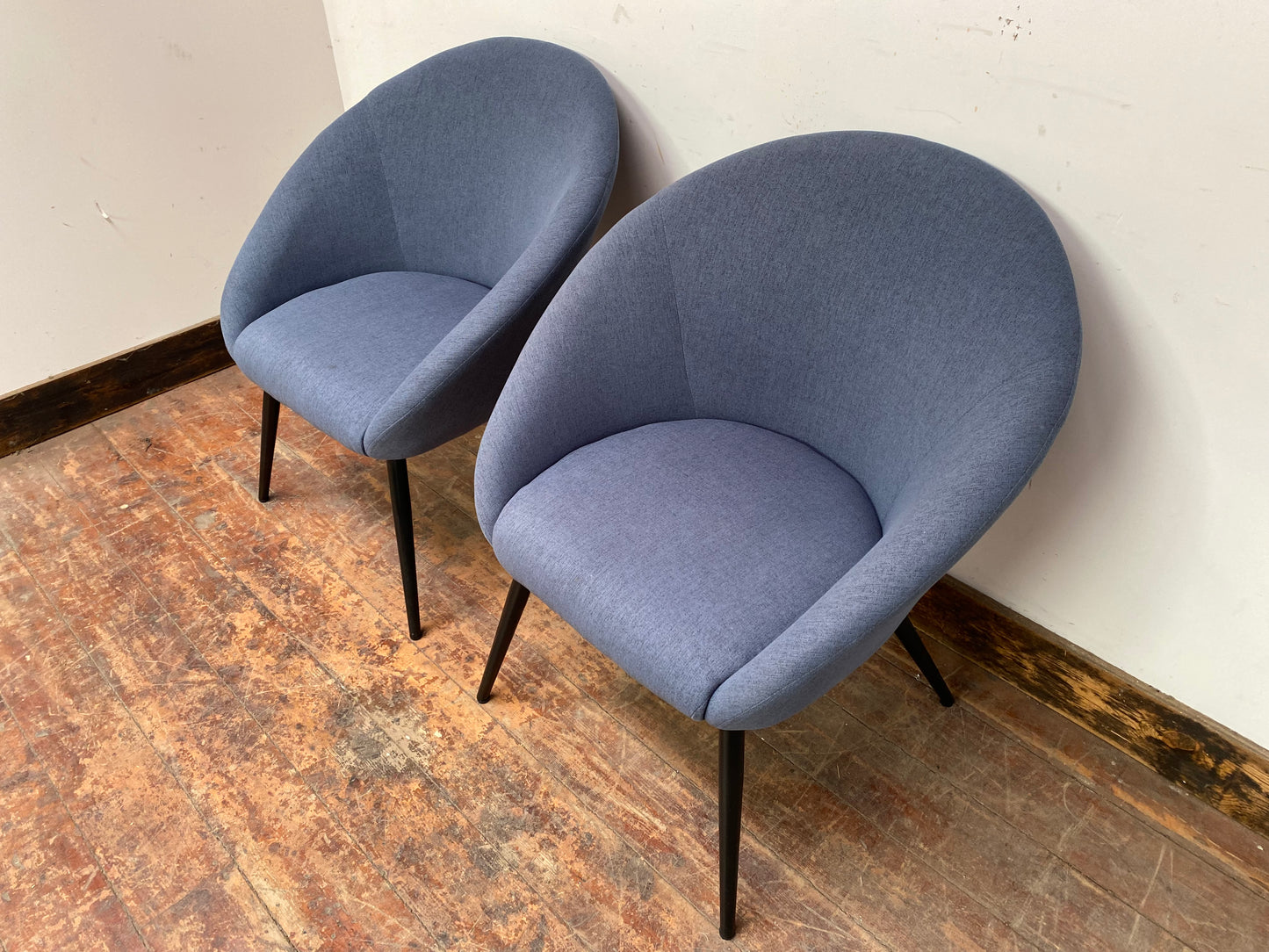 Pair of blue fabric chairs