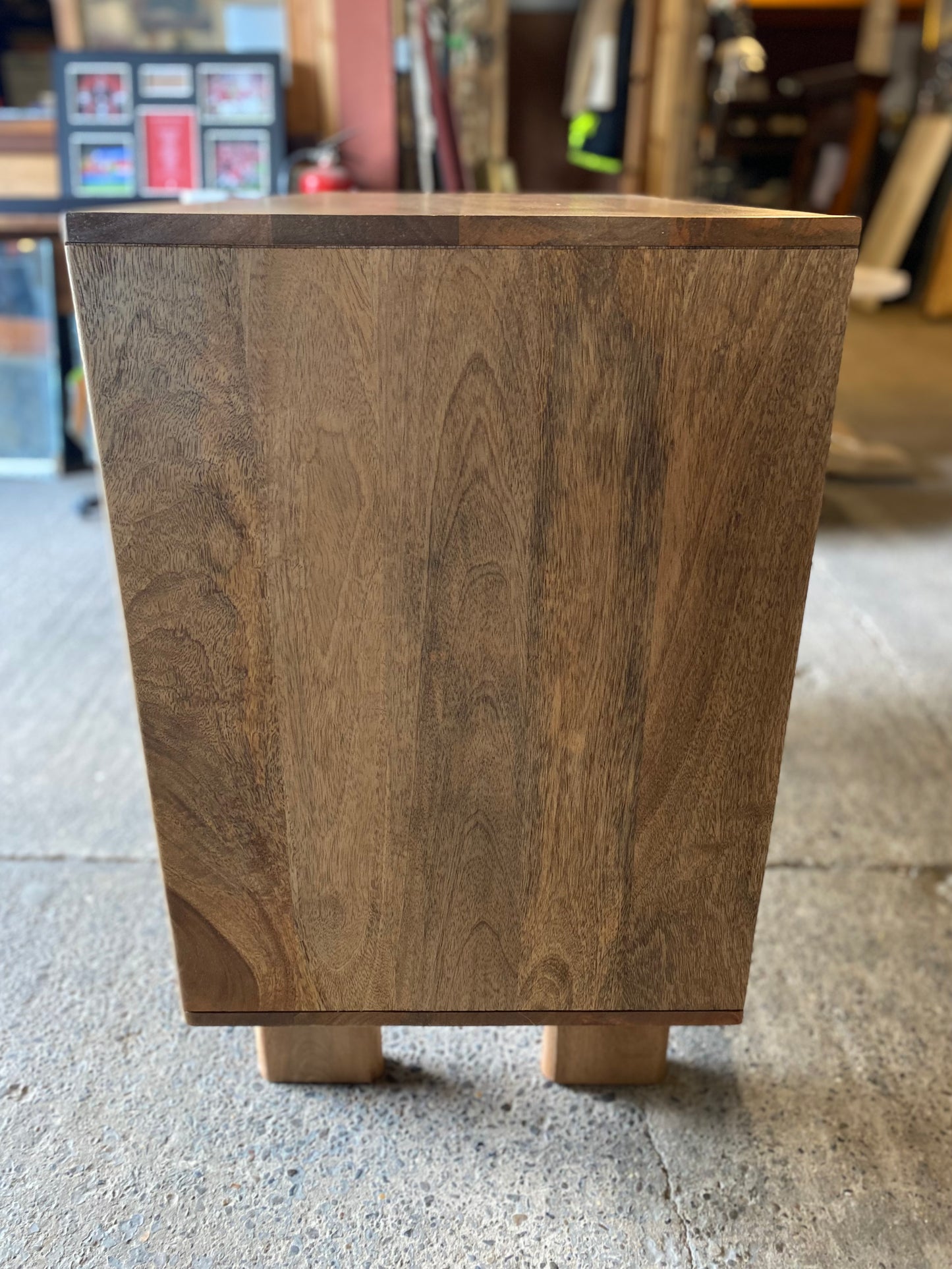Stylish cabinet with geometric door design