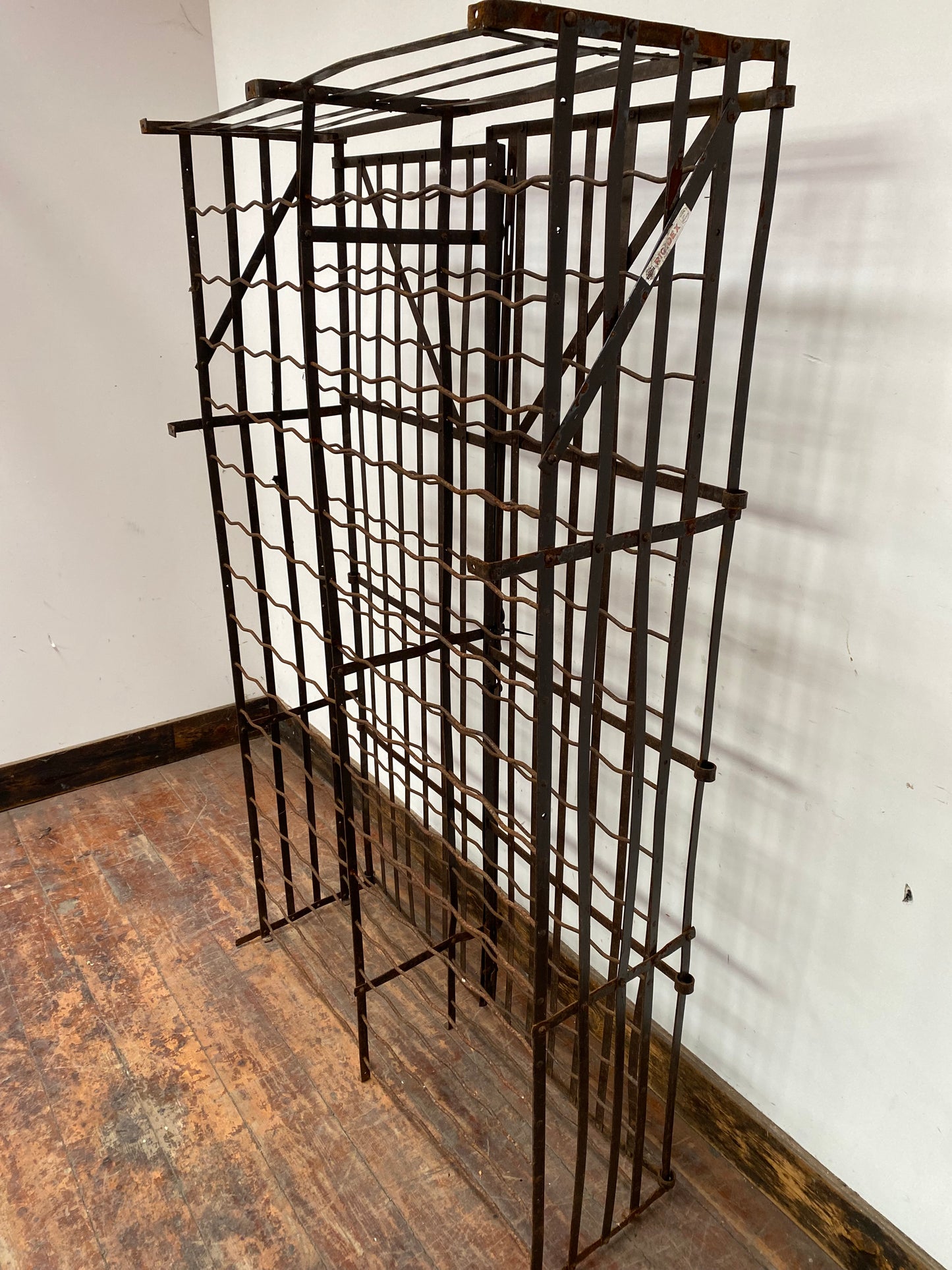 Antique metal RIGIDEX wine rack / storage cage (150 bottle capacity)