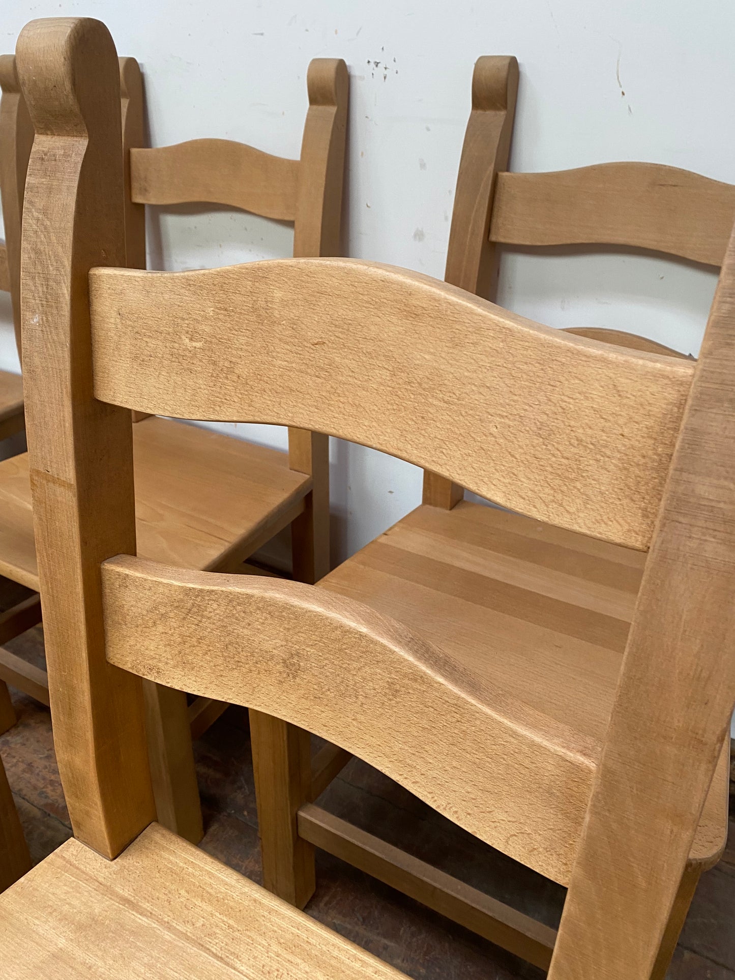 10 x light wood dining chairs