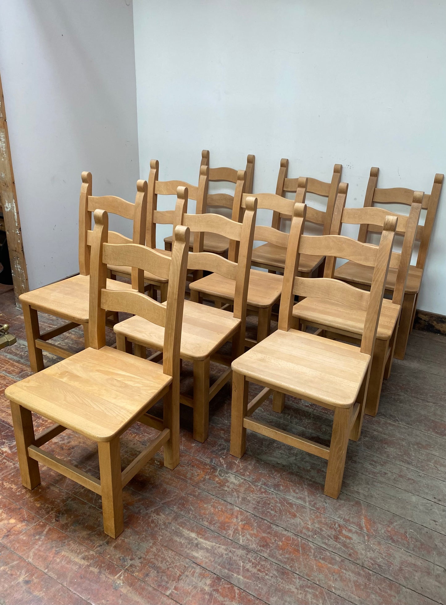 10 x light wood dining chairs
