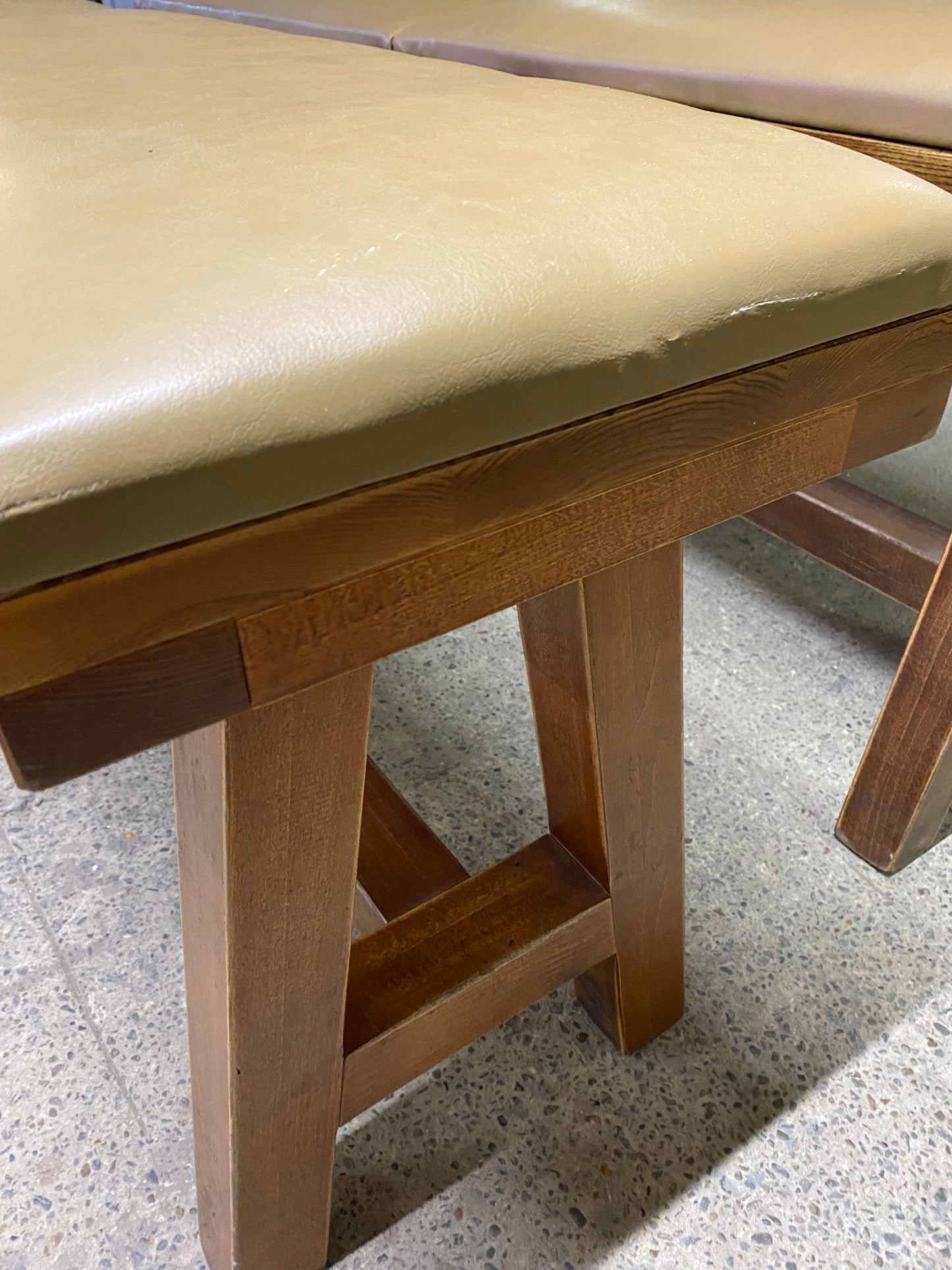 Matching pair of leather-effect long benches