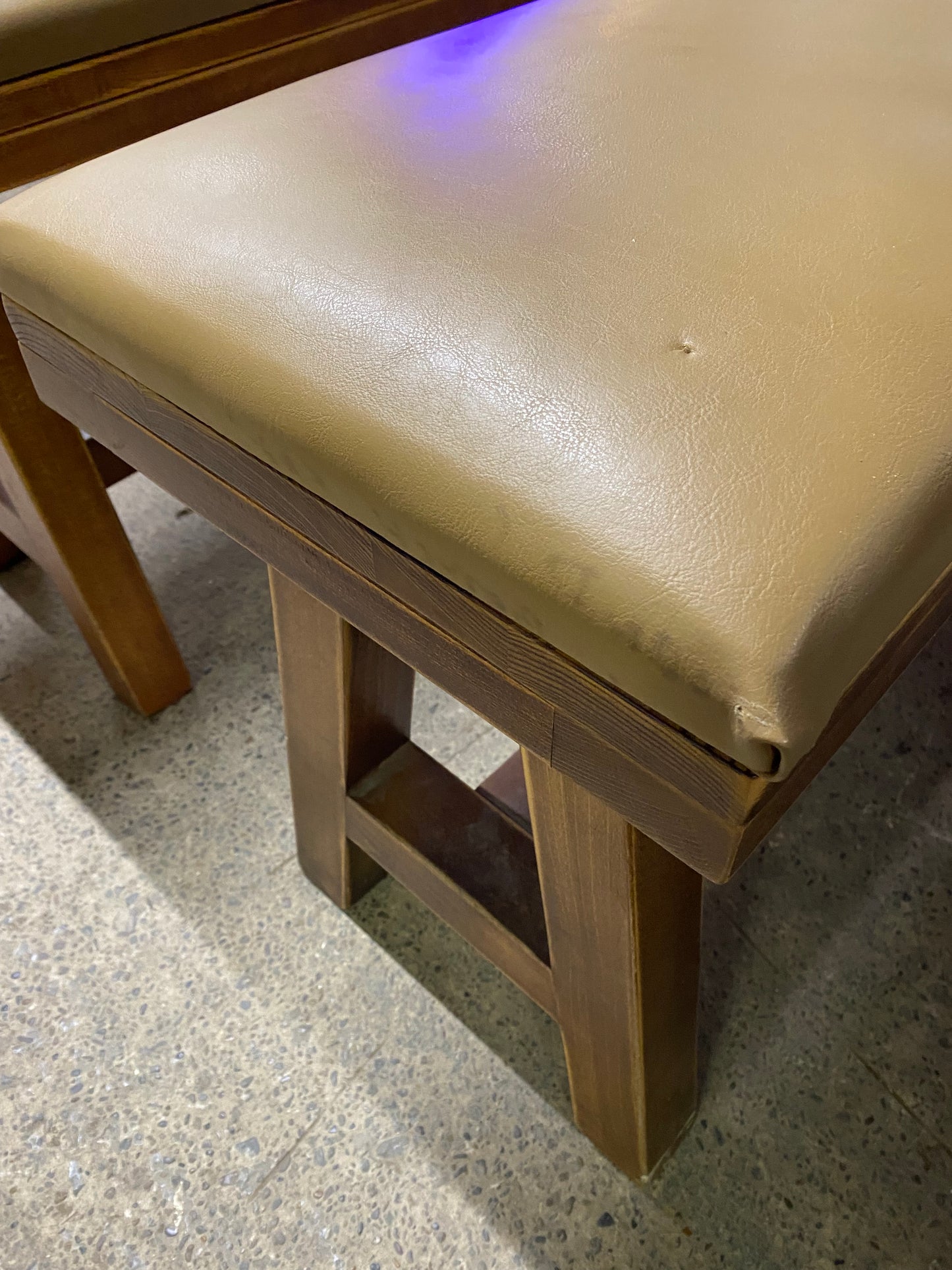Matching pair of leather-effect long benches