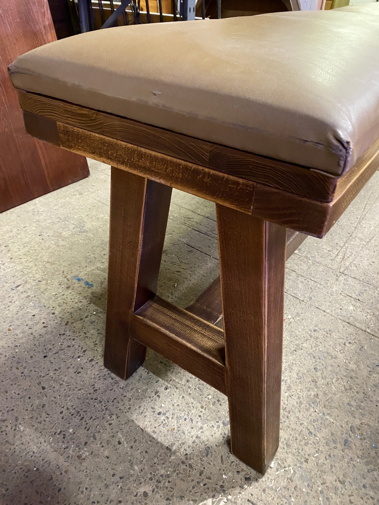 Matching pair of leather-effect long benches