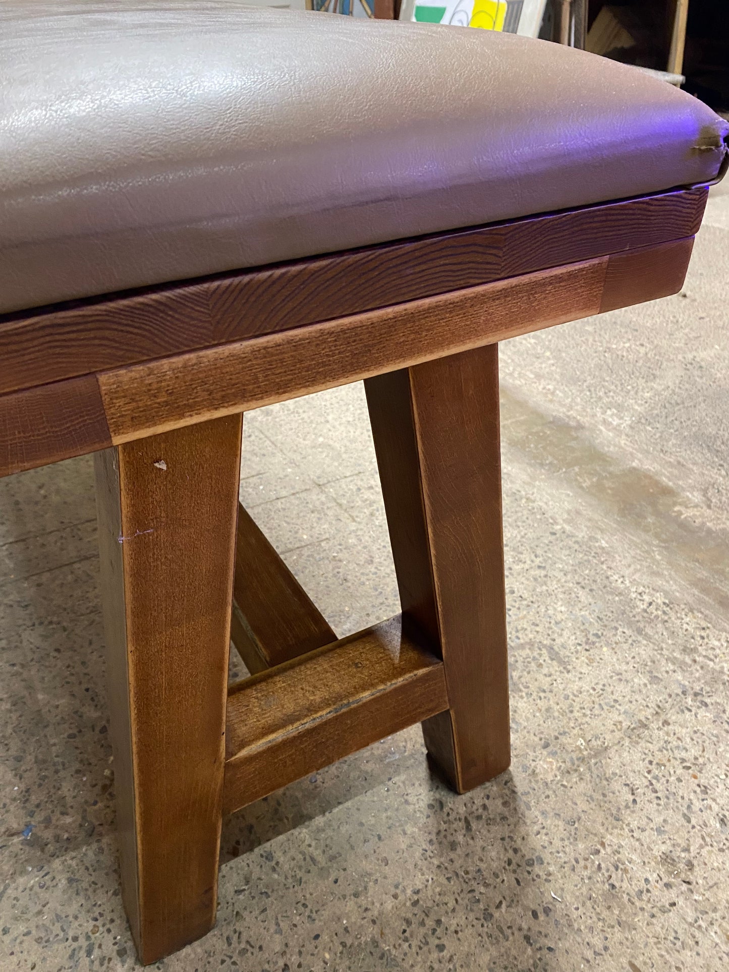 Matching pair of leather-effect long benches