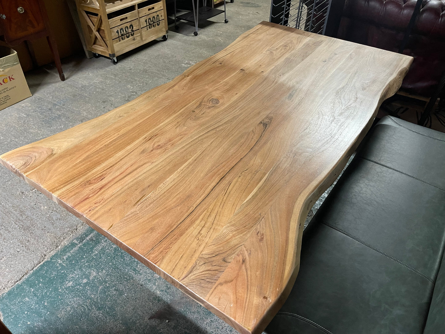 Ex-display live edge dining table with cross base
