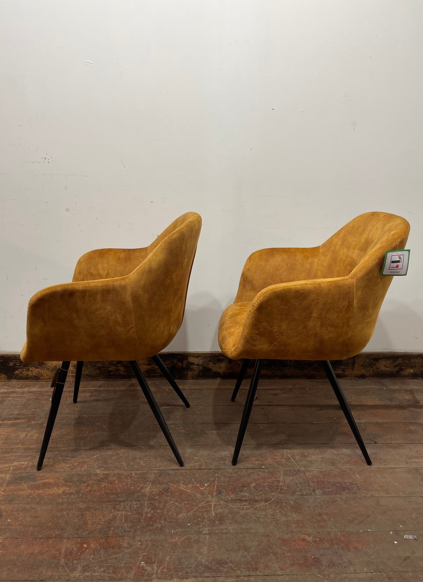 Pair of gold 'vintage velvet' dining chairs