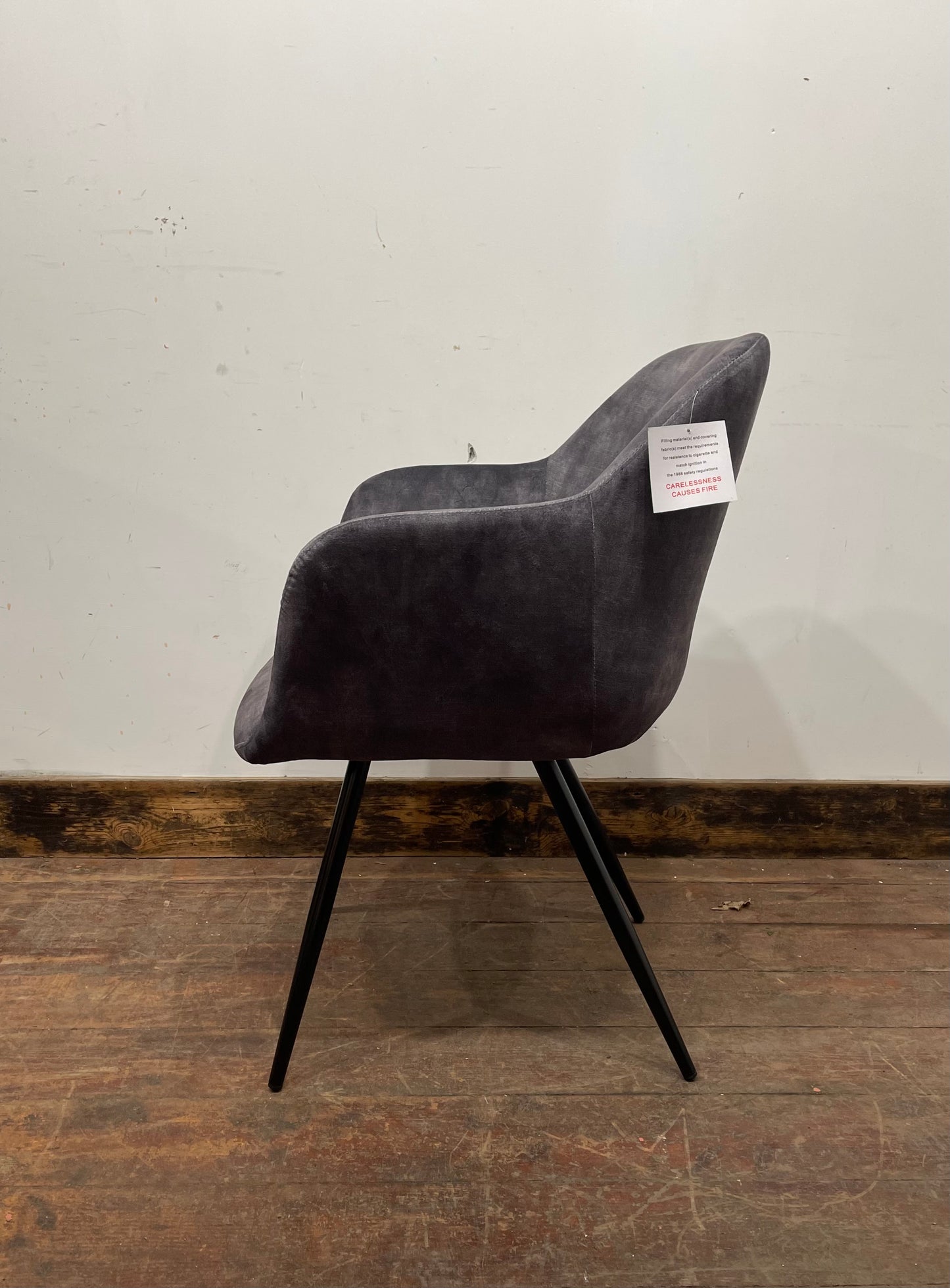 Grey 'vintage velvet' dining chair