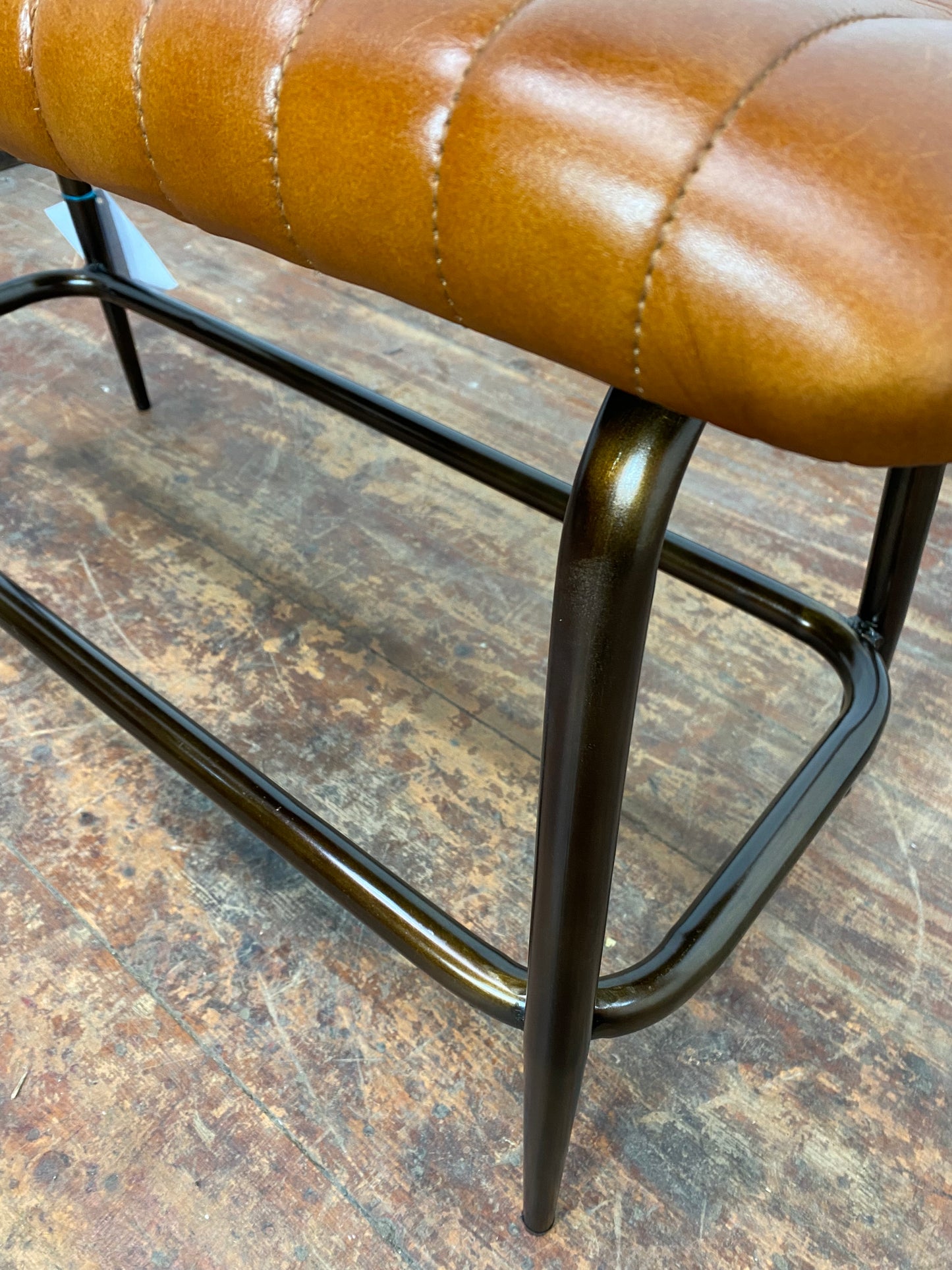 Tan Leather Bench